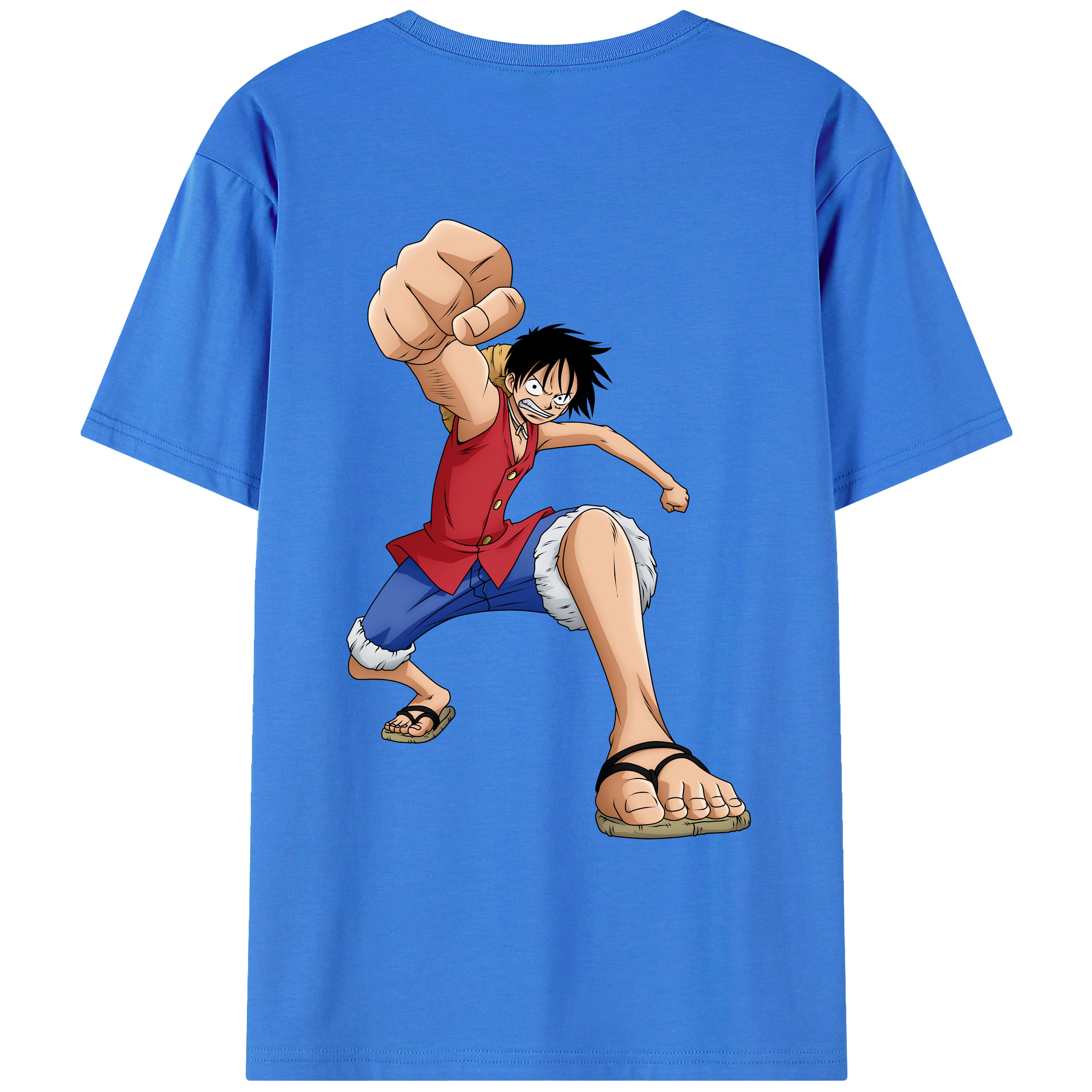 ワンピース モンキー・D・ルフィ ONE PIECE Monkey D. Luffy 綿100％ メンズ半袖Tシャツ（バックプリント） 通気性