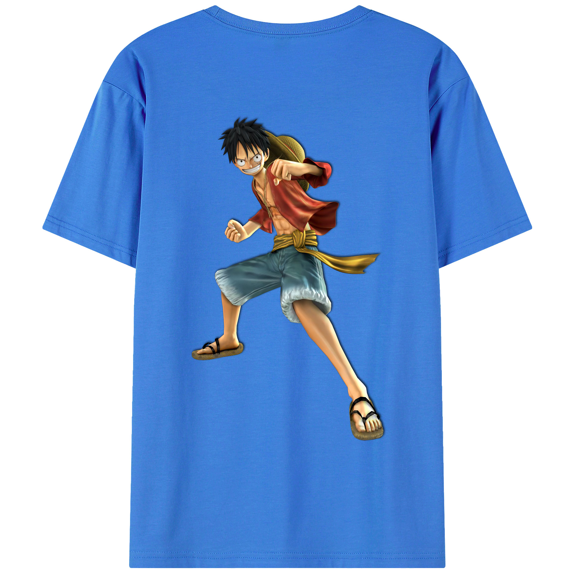 ワンピース モンキー・D・ルフィ ONE PIECE Monkey D. Luffy 綿100％ メンズ半袖Tシャツ（バックプリント） 通気性