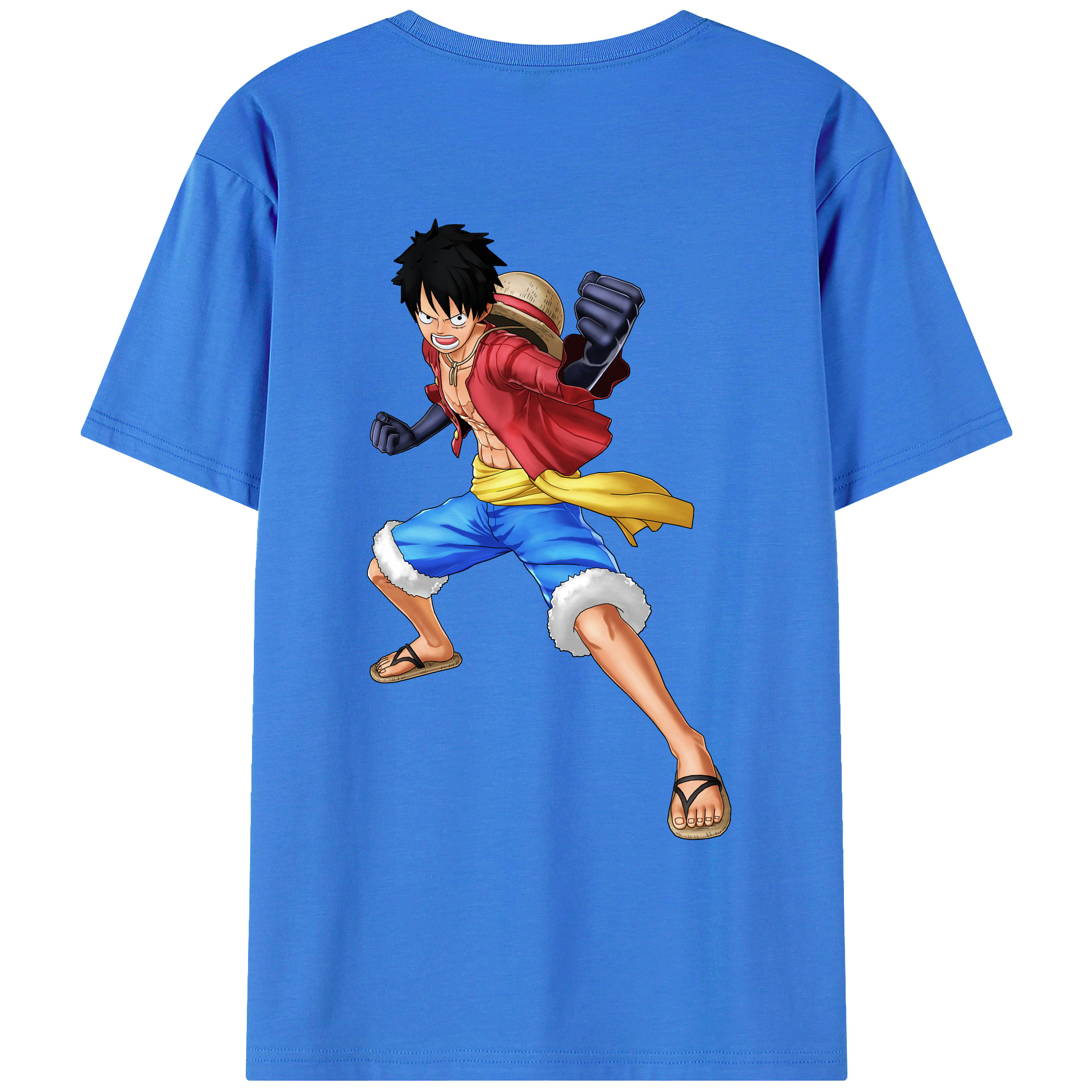 ワンピース モンキー・D・ルフィ ONE PIECE Monkey D. Luffy 綿100％ メンズ半袖Tシャツ（バックプリント） 通気性
