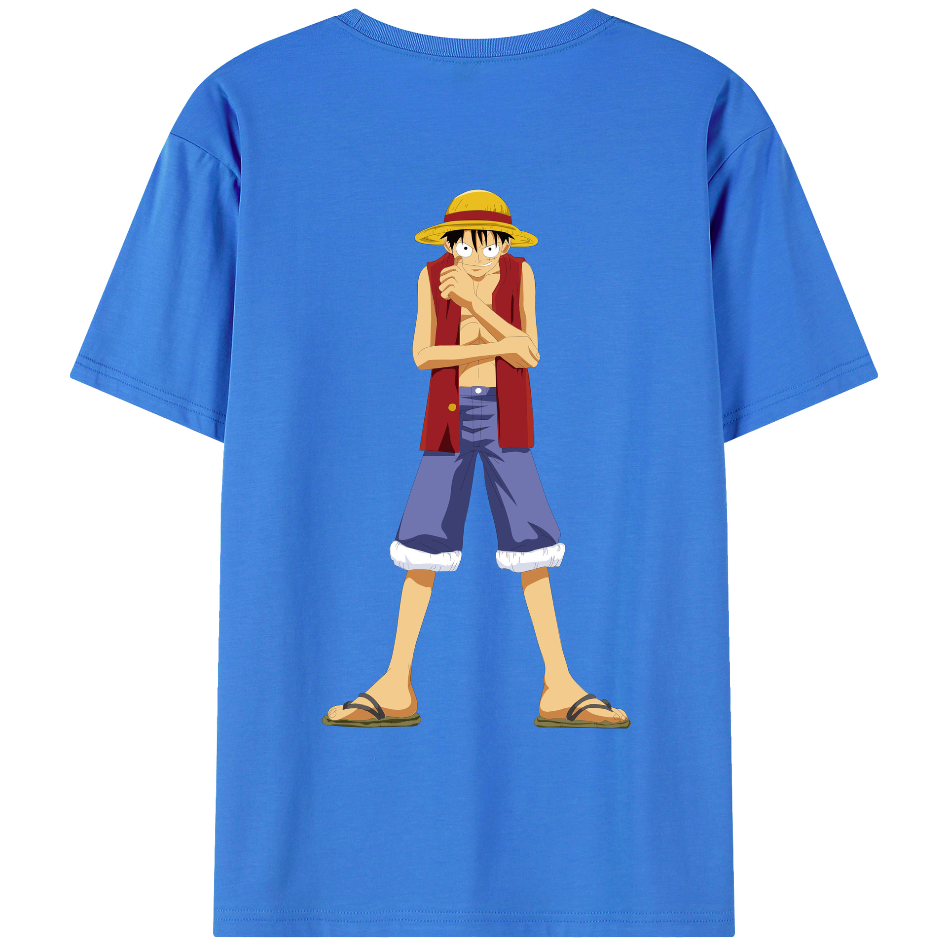 ワンピース モンキー・D・ルフィ ONE PIECE Monkey D. Luffy 綿100％ メンズ半袖Tシャツ（バックプリント） 通気性