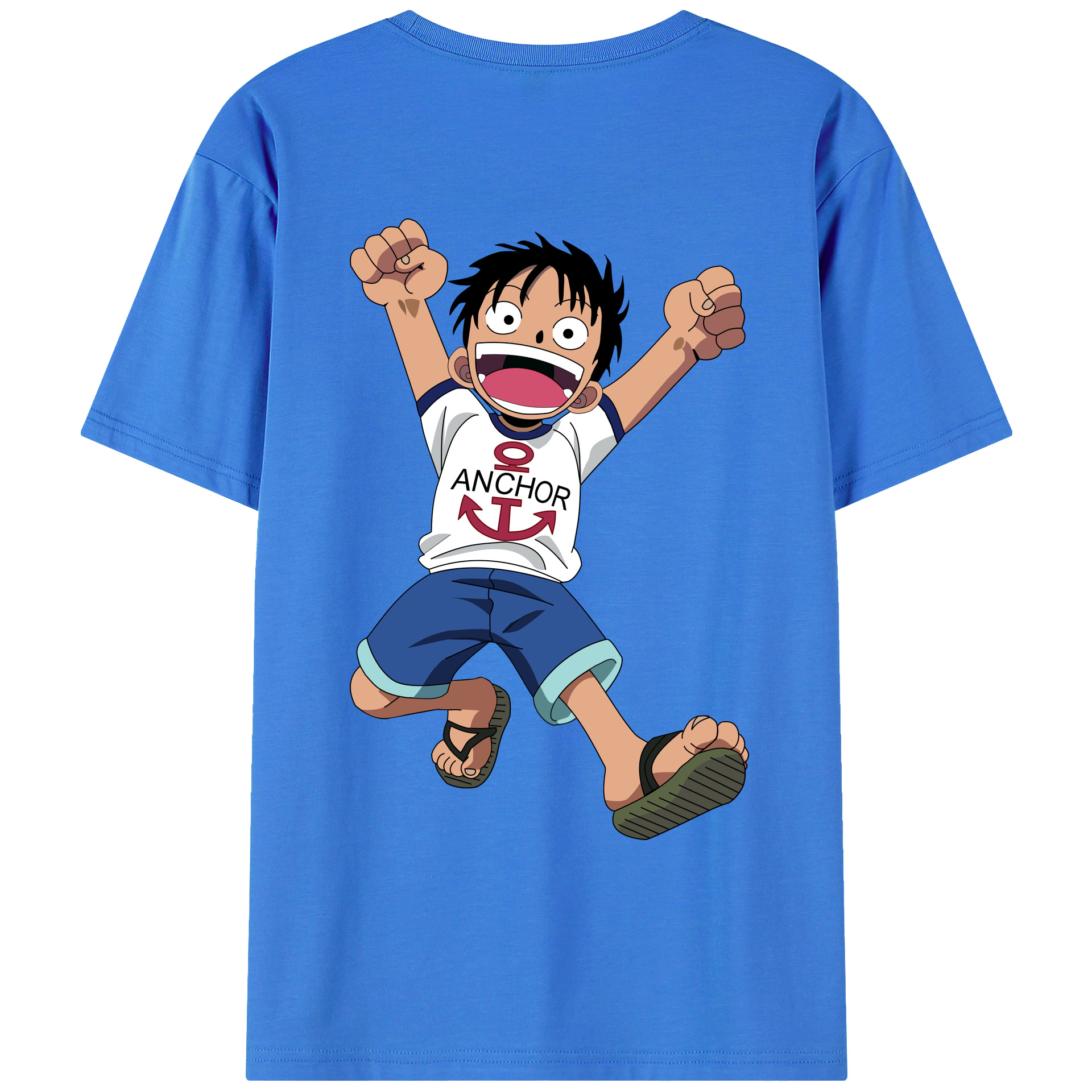 ワンピース モンキー・D・ルフィ ONE PIECE Monkey D. Luffy 綿100％ メンズ半袖Tシャツ（バックプリント） 通気性