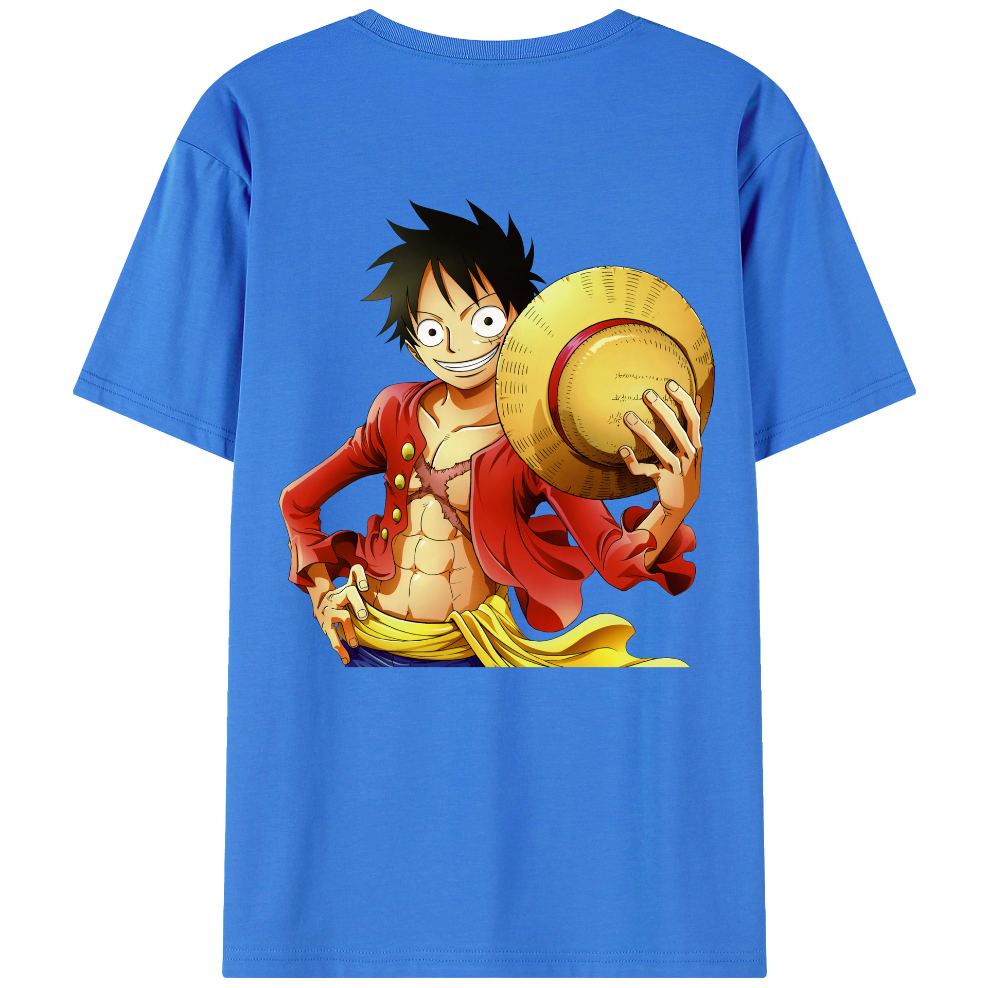 ワンピース モンキー・D・ルフィ ONE PIECE Monkey D. Luffy 綿100％ メンズ半袖Tシャツ（バックプリント） 通気性