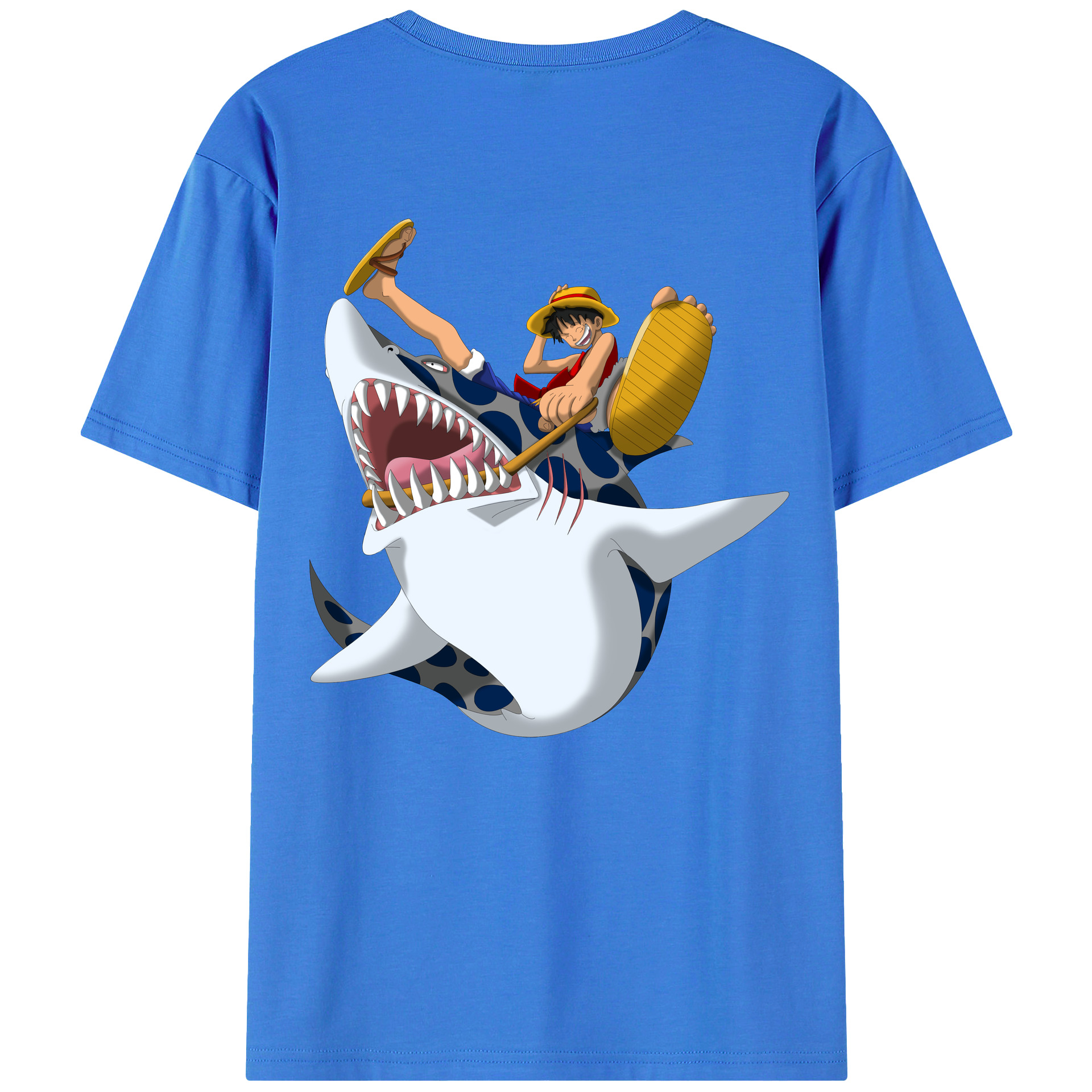 ワンピース モンキー・D・ルフィ ONE PIECE Monkey D. Luffy 綿100％ メンズ半袖Tシャツ（バックプリント） 通気性