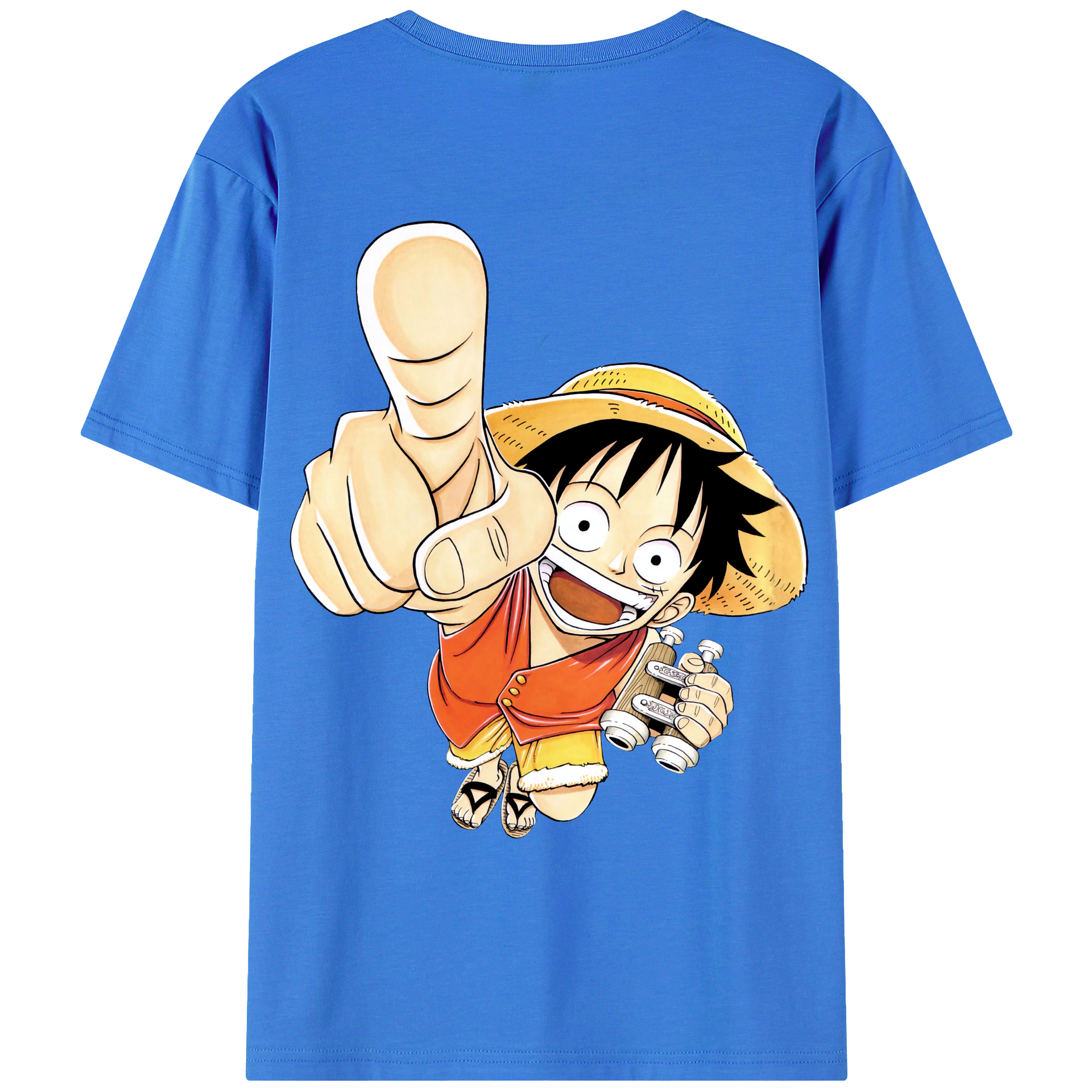 ワンピース モンキー・D・ルフィ ONE PIECE Monkey D. Luffy 綿100％ メンズ半袖Tシャツ（バックプリント） 通気性