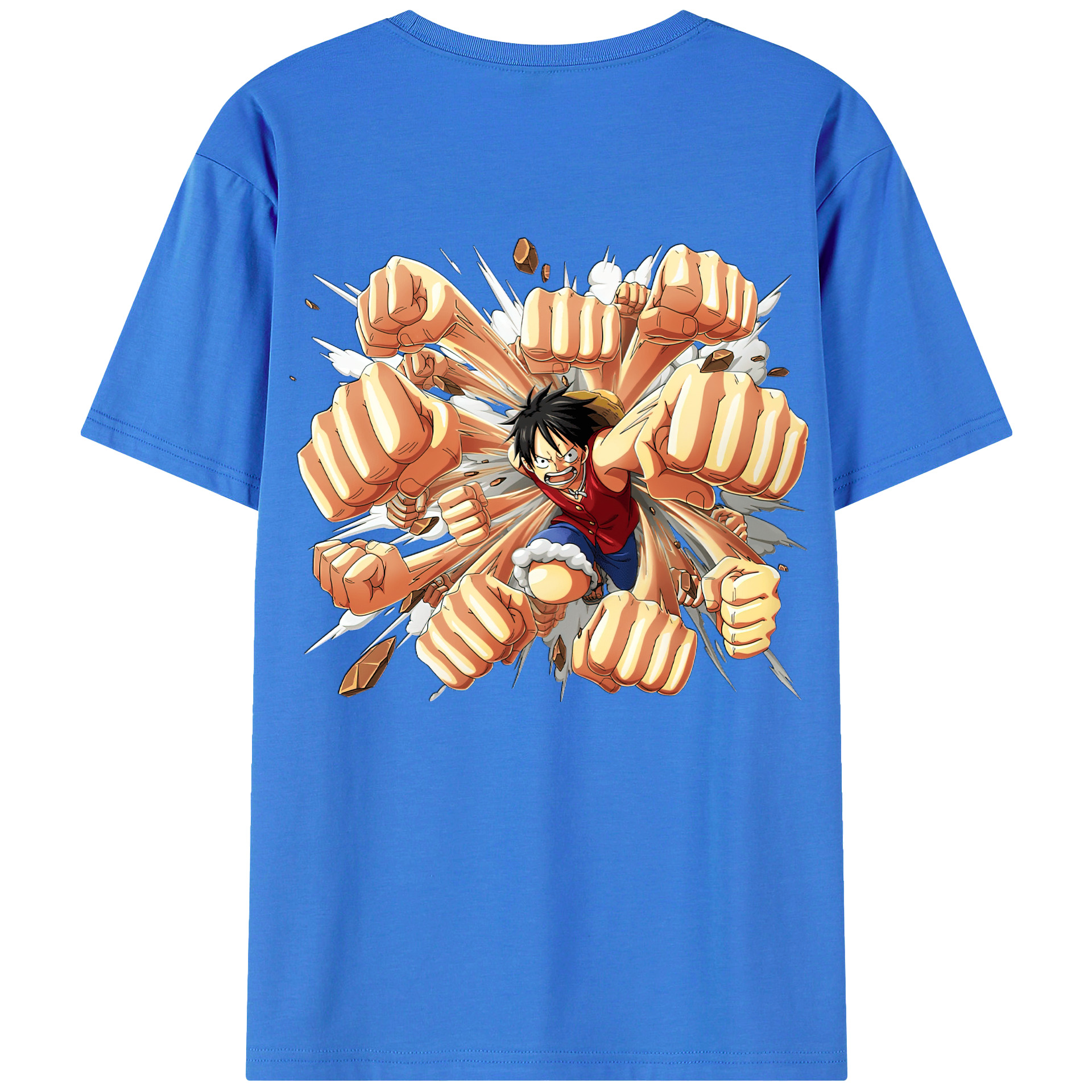 （画像用） ワンピース モンキー・D・ルフィ ONE PIECE Monkey D. Luffy 綿100％ メンズ半袖Tシャツ（バックプリント） 通気性