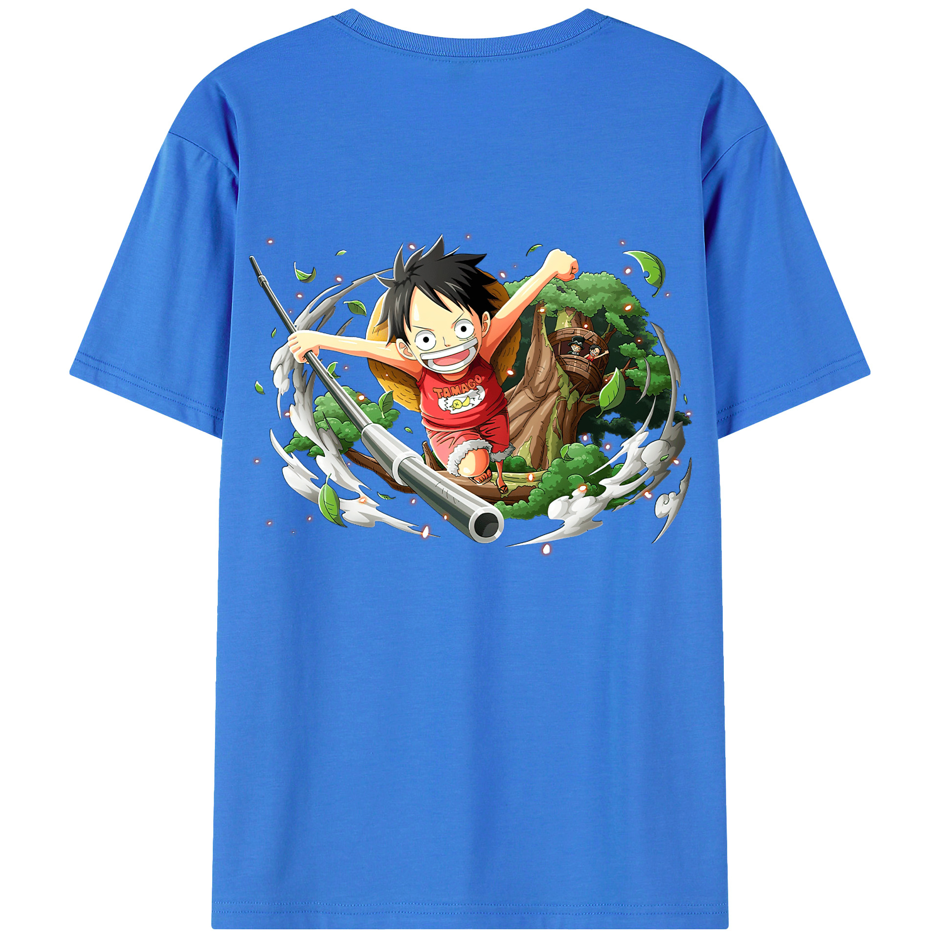 ワンピース モンキー・D・ルフィ ONE PIECE Monkey D. Luffy 綿100％ メンズ半袖Tシャツ（バックプリント） 通気性