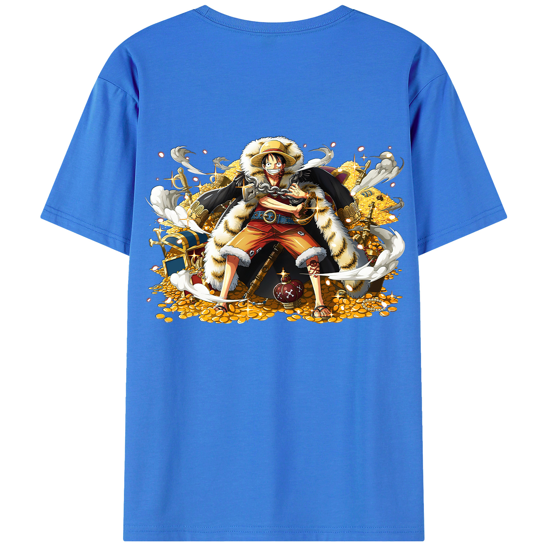 ワンピース モンキー・D・ルフィ ONE PIECE Monkey D. Luffy 綿100％ メンズ半袖Tシャツ（バックプリント） 通気性