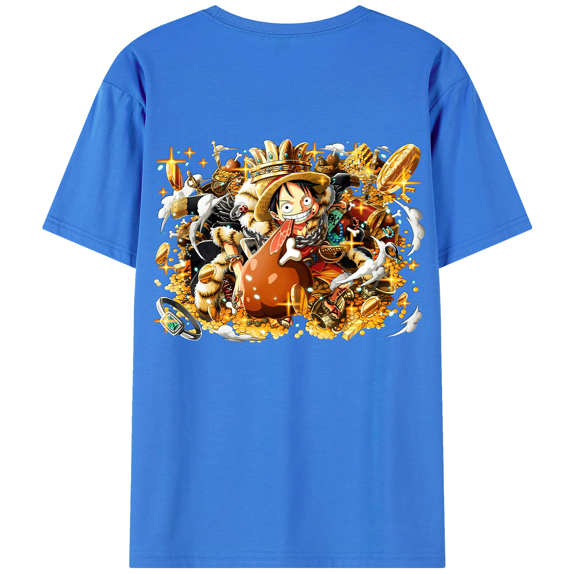 ワンピース モンキー・D・ルフィ ONE PIECE Monkey D. Luffy 綿100％ メンズ半袖Tシャツ（バックプリント） 通気性