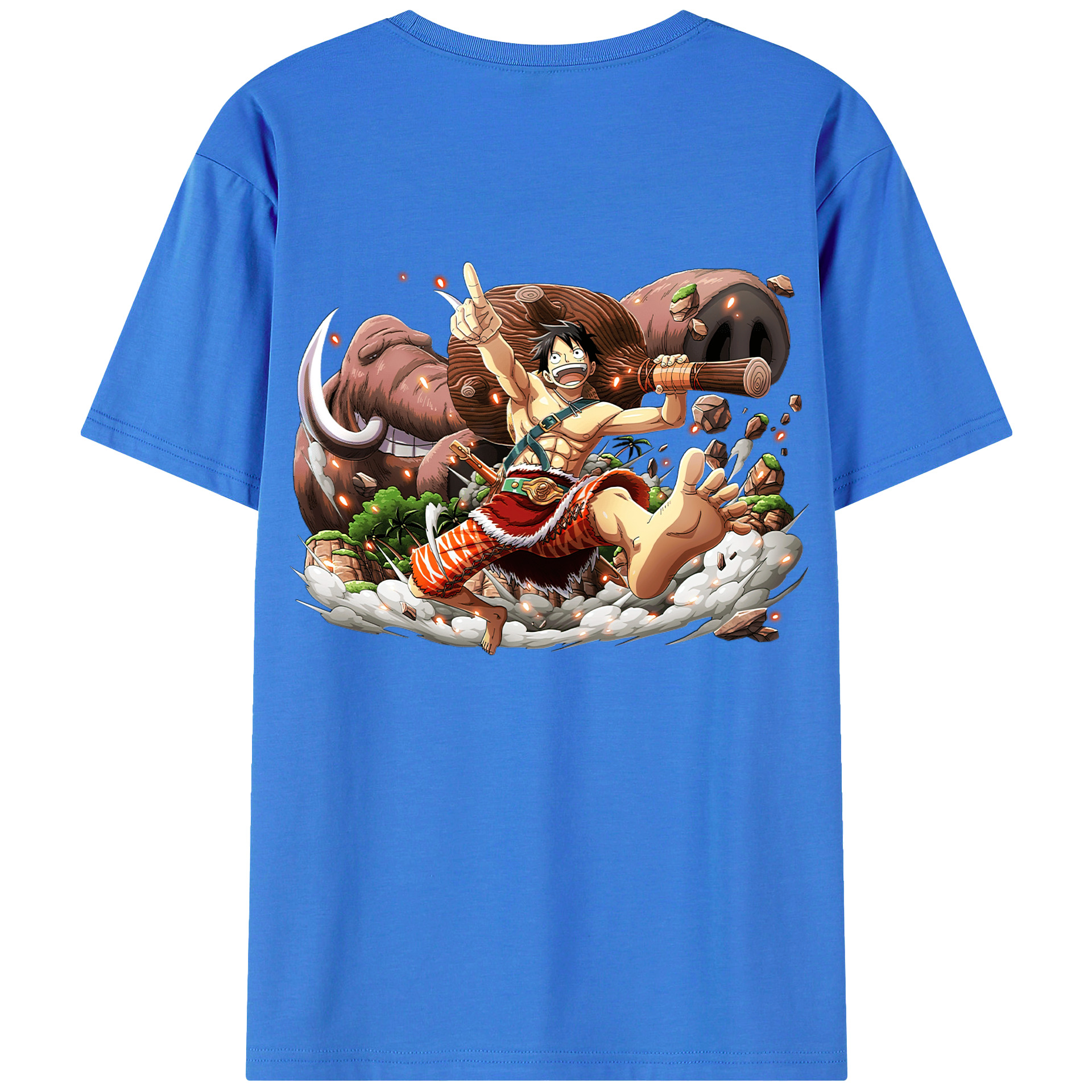 ワンピース モンキー・D・ルフィ ONE PIECE Monkey D. Luffy 綿100％ メンズ半袖Tシャツ（バックプリント） 通気性