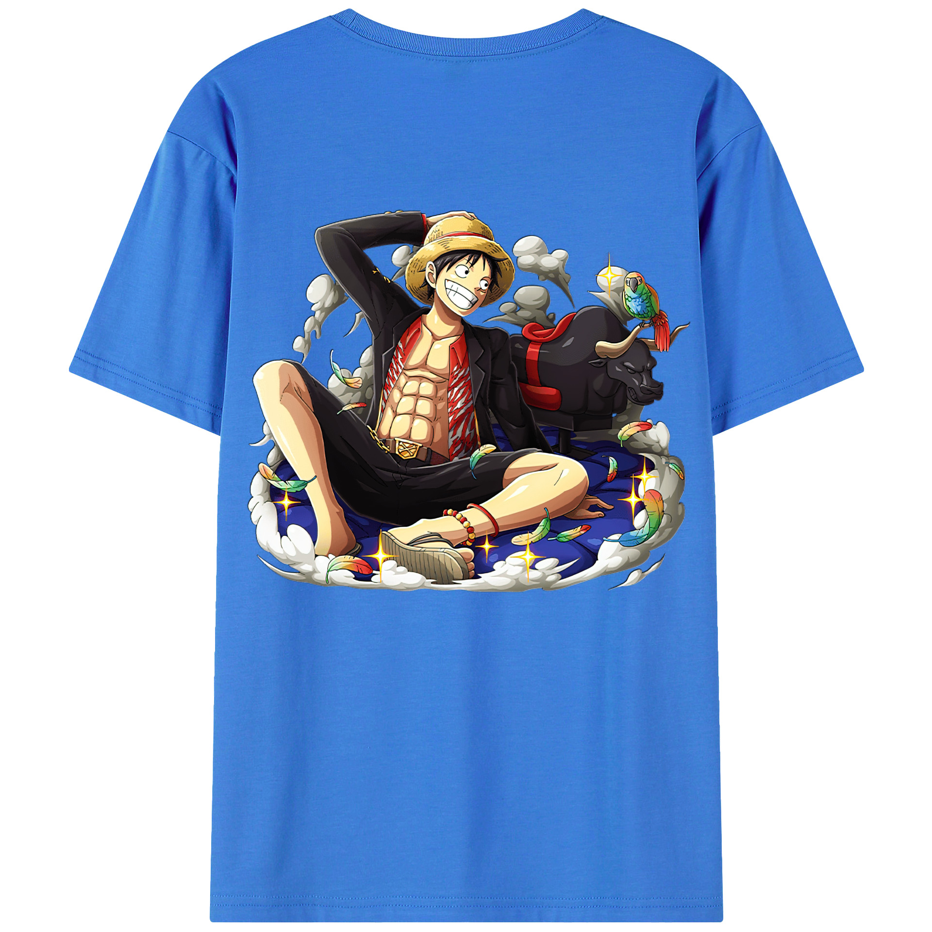 ワンピース モンキー・D・ルフィ ONE PIECE Monkey D. Luffy 綿100％ メンズ半袖Tシャツ（バックプリント） 通気性