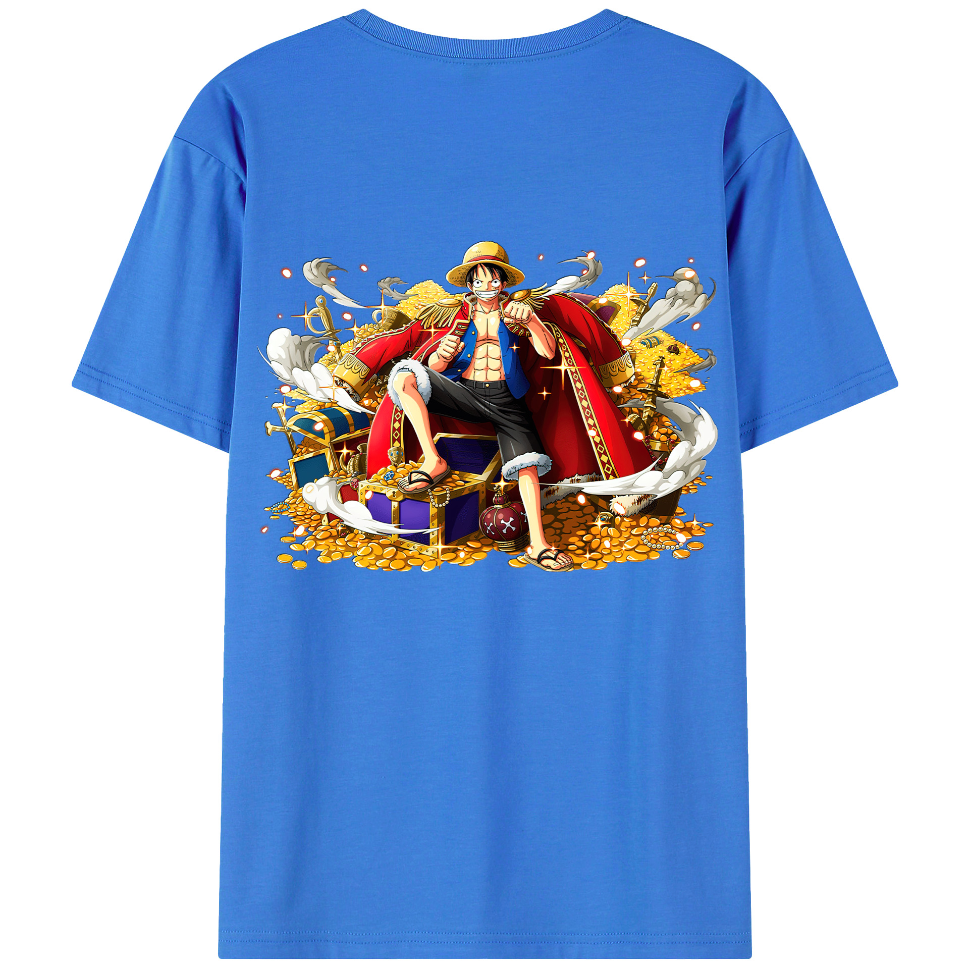 ワンピース モンキー・D・ルフィ ONE PIECE Monkey D. Luffy 綿100％ メンズ半袖Tシャツ（バックプリント） 通気性