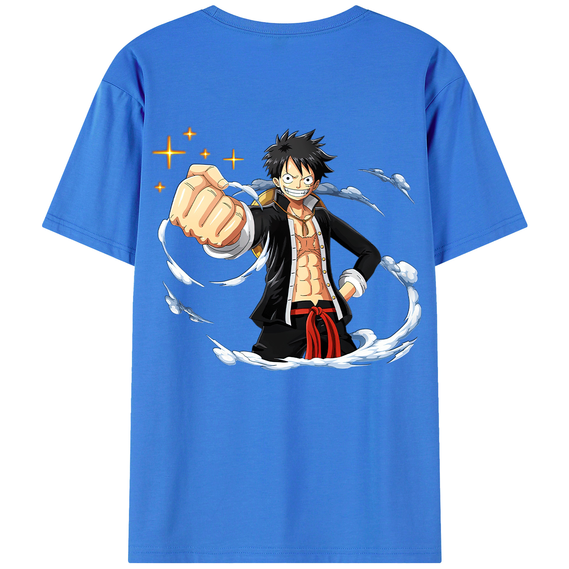 ワンピース モンキー・D・ルフィ ONE PIECE Monkey D. Luffy 綿100％ メンズ半袖Tシャツ（バックプリント） 通気性