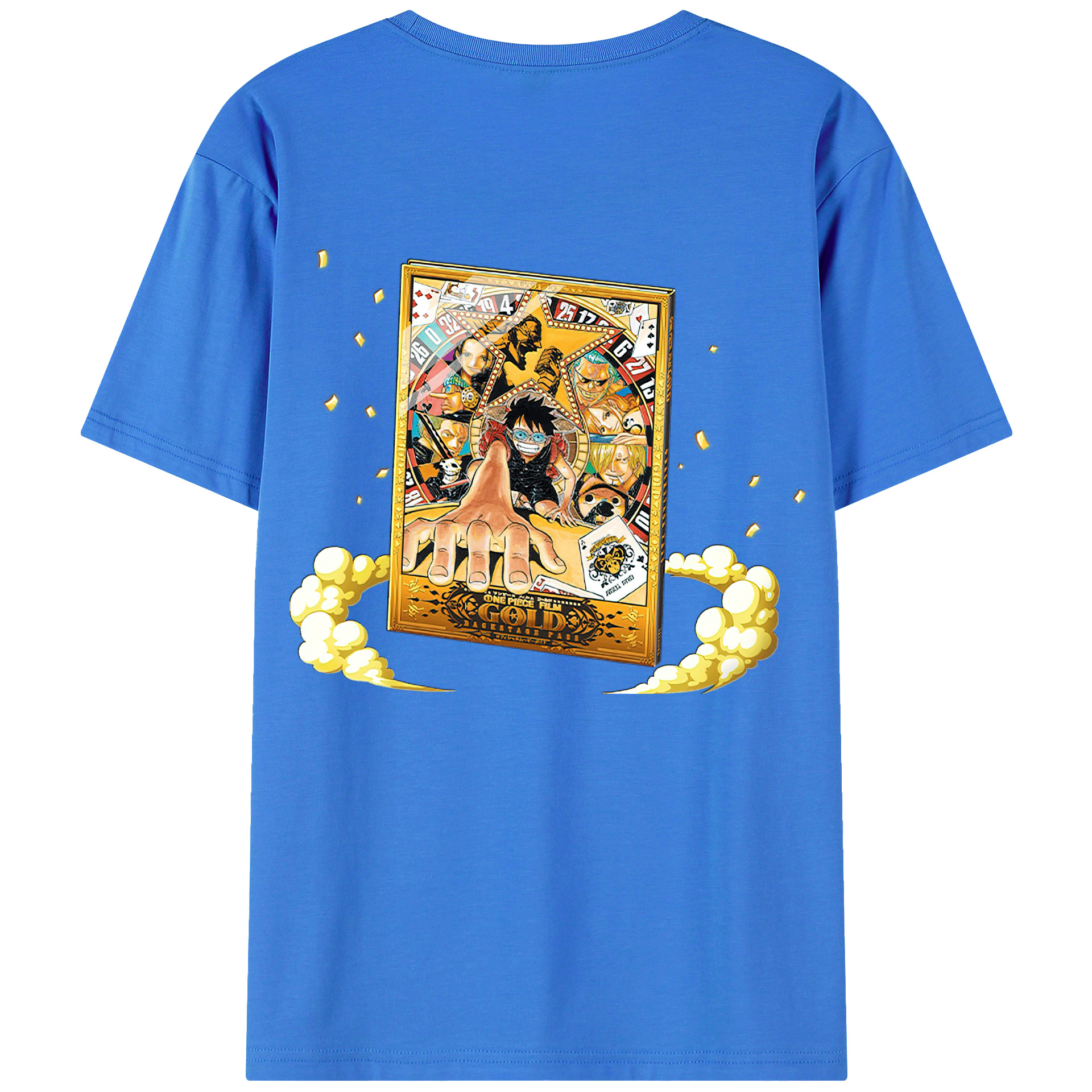 ワンピース モンキー・D・ルフィ ONE PIECE Monkey D. Luffy 綿100％ メンズ半袖Tシャツ（バックプリント） 通気性