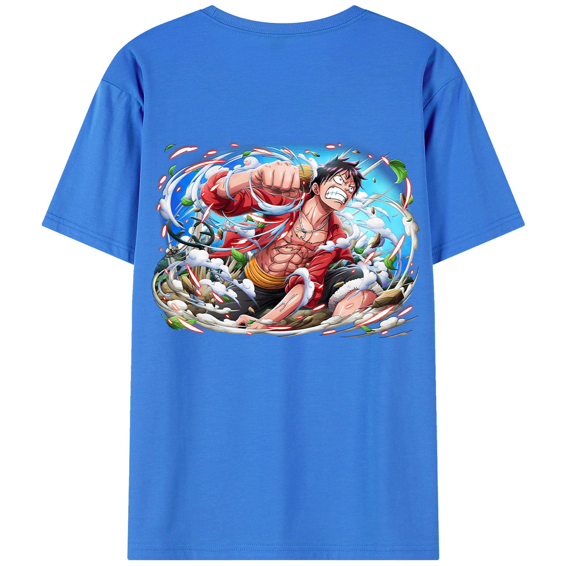 ワンピース モンキー・D・ルフィ ONE PIECE Monkey D. Luffy 綿100％ メンズ半袖Tシャツ（バックプリント） 通気性