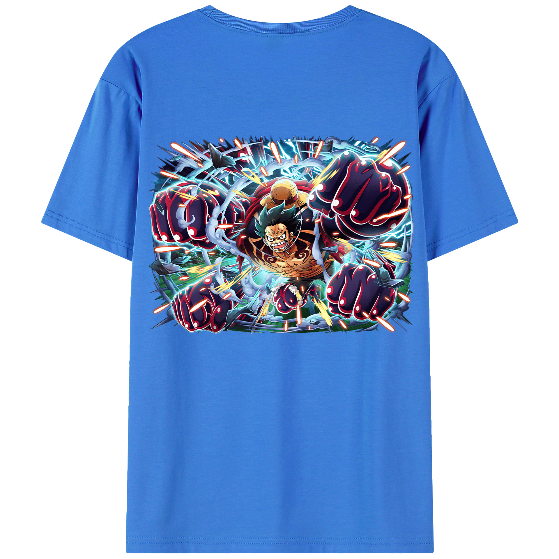 ワンピース モンキー・D・ルフィ ONE PIECE Monkey D. Luffy 綿100％ メンズ半袖Tシャツ（バックプリント） 通気性