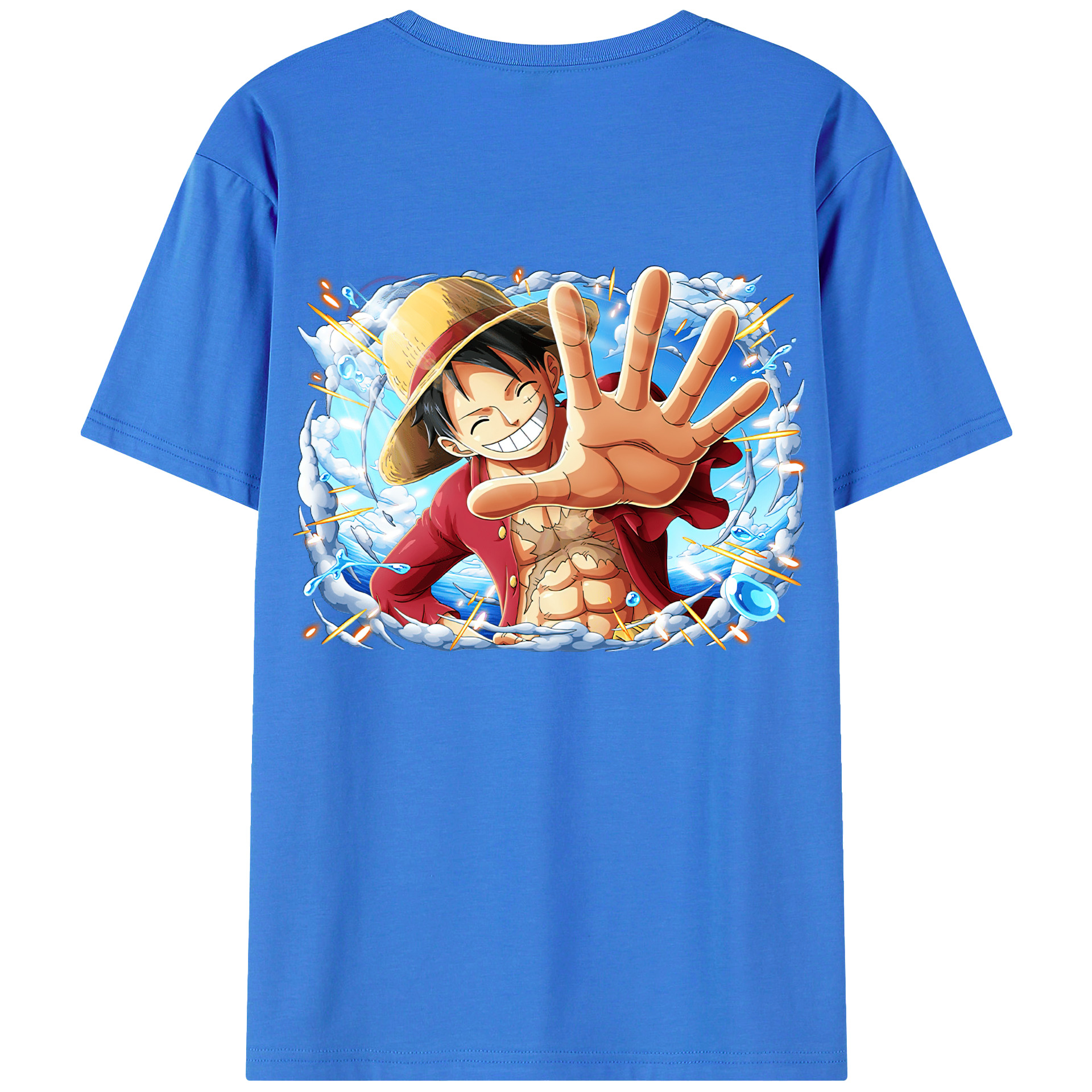 ワンピース モンキー・D・ルフィ ONE PIECE Monkey D. Luffy 綿100％ メンズ半袖Tシャツ（バックプリント） 通気性