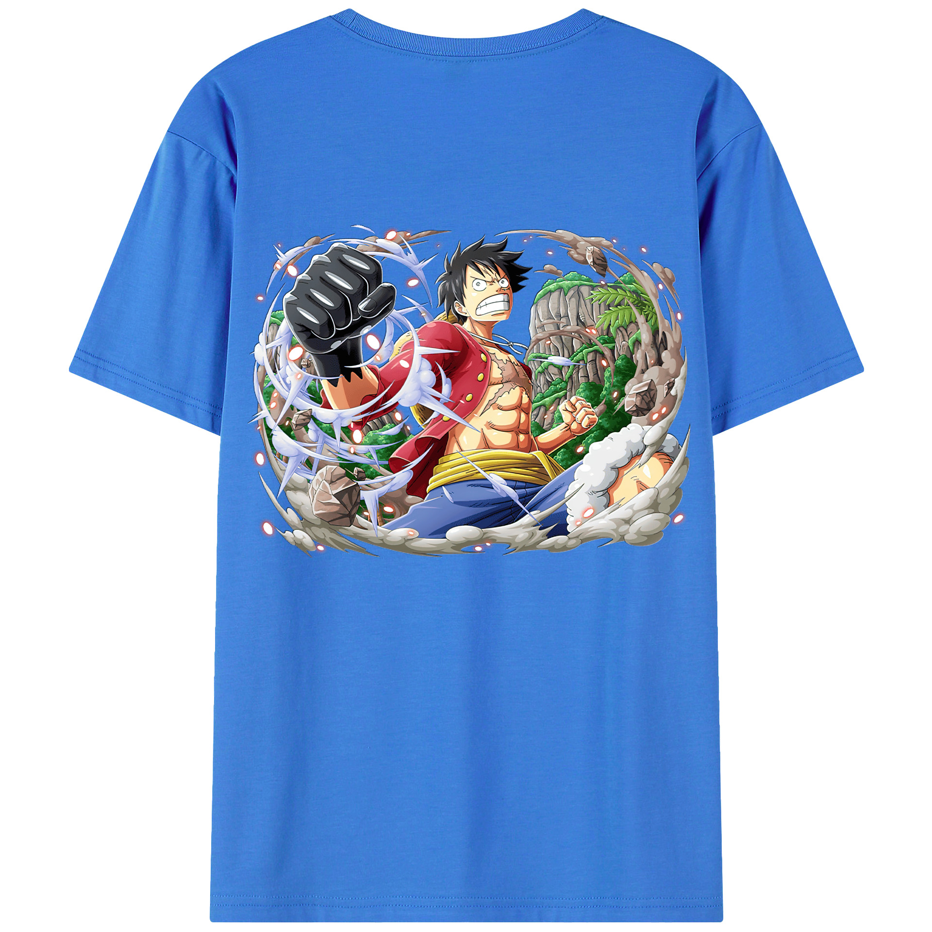 ワンピース モンキー・D・ルフィ ONE PIECE Monkey D. Luffy 綿100％ メンズ半袖Tシャツ（バックプリント） 通気性