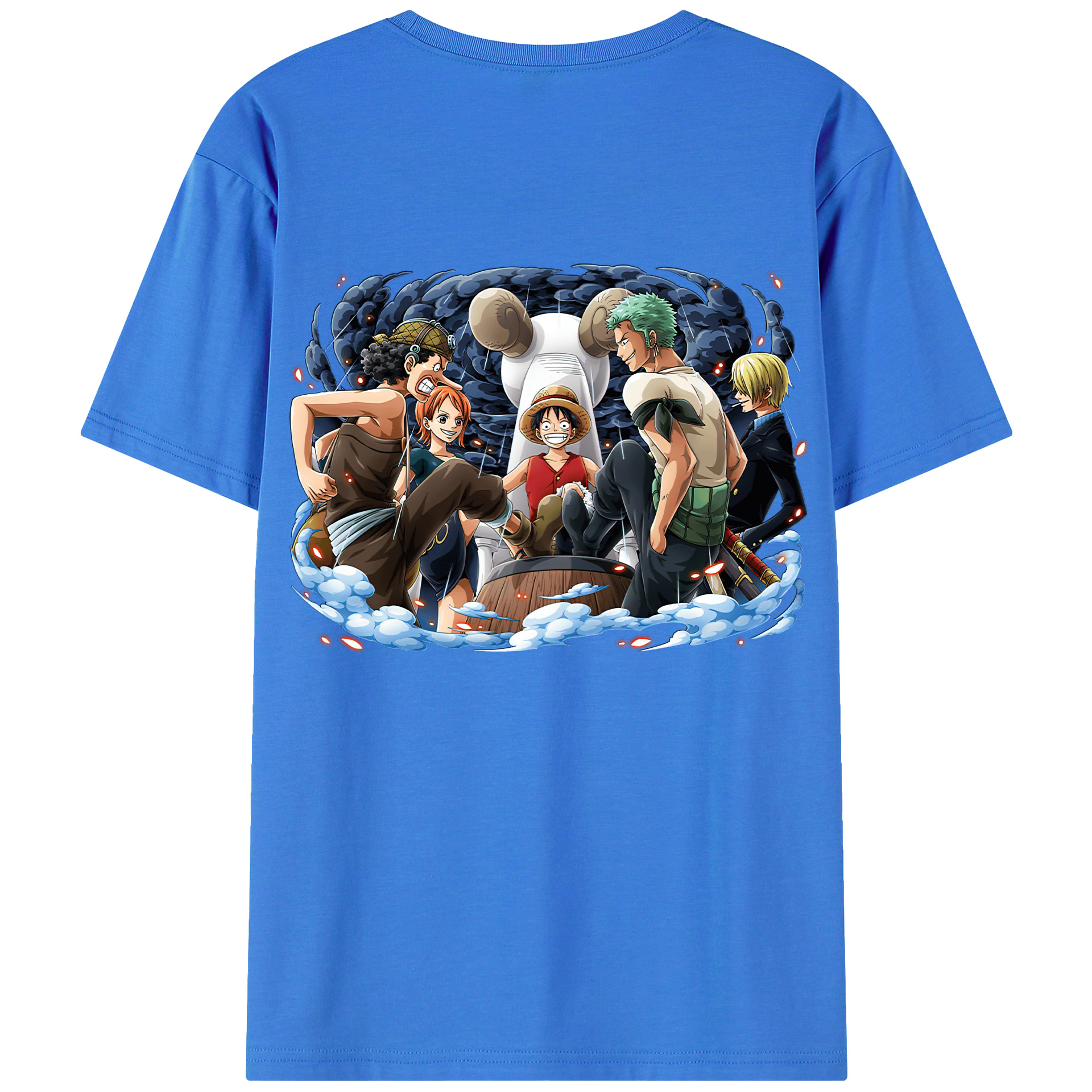 ワンピース モンキー・D・ルフィ ONE PIECE Monkey D. Luffy 綿100％ メンズ半袖Tシャツ（バックプリント） 通気性