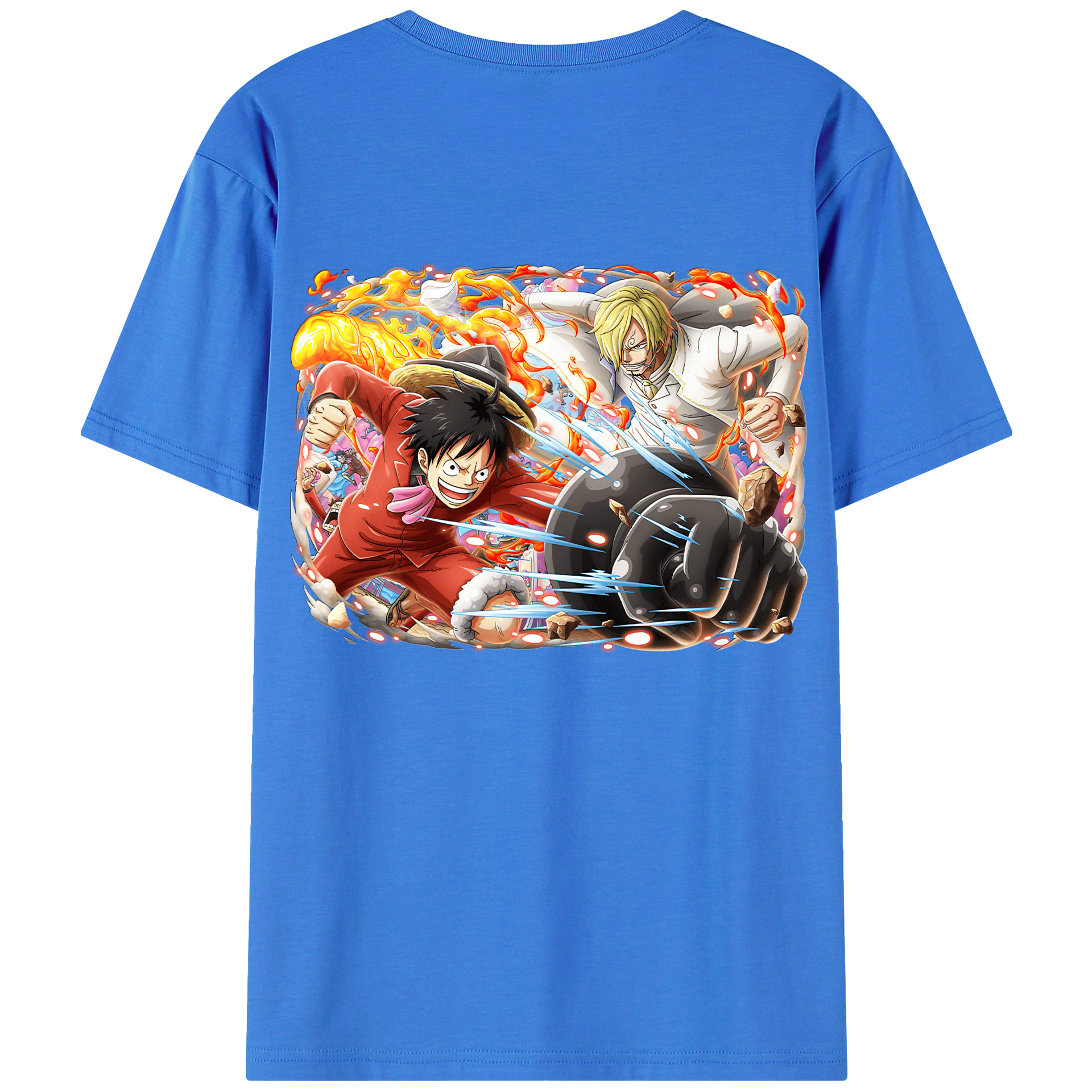 ワンピース モンキー・D・ルフィ ONE PIECE Monkey D. Luffy 綿100％ メンズ半袖Tシャツ（バックプリント） 通気性