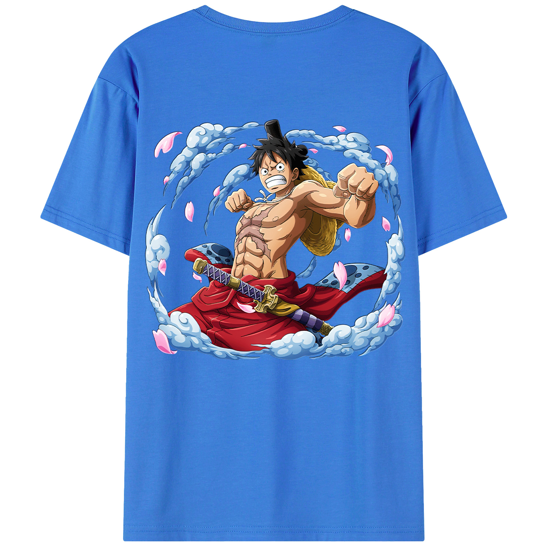 ワンピース モンキー・D・ルフィ ONE PIECE Monkey D. Luffy 綿100％ メンズ半袖Tシャツ（バックプリント） 通気性