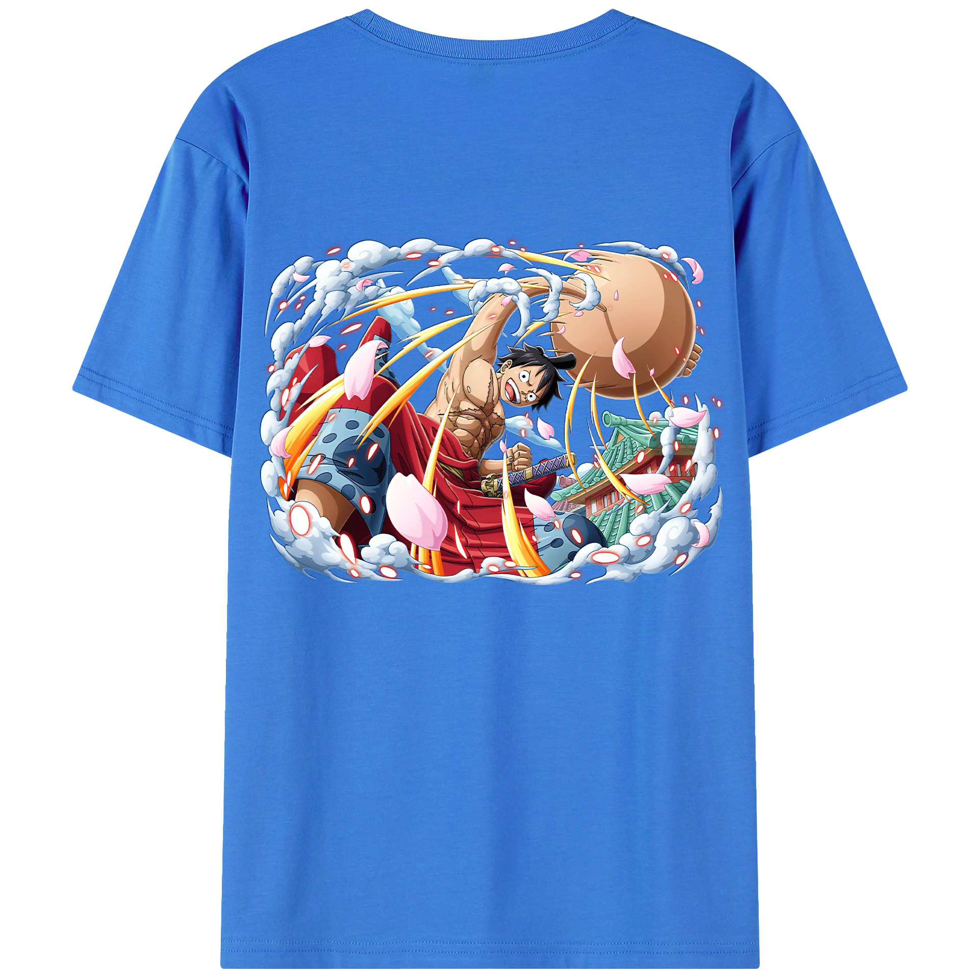 ワンピース モンキー・D・ルフィ ONE PIECE Monkey D. Luffy 綿100％ メンズ半袖Tシャツ（バックプリント） 通気性