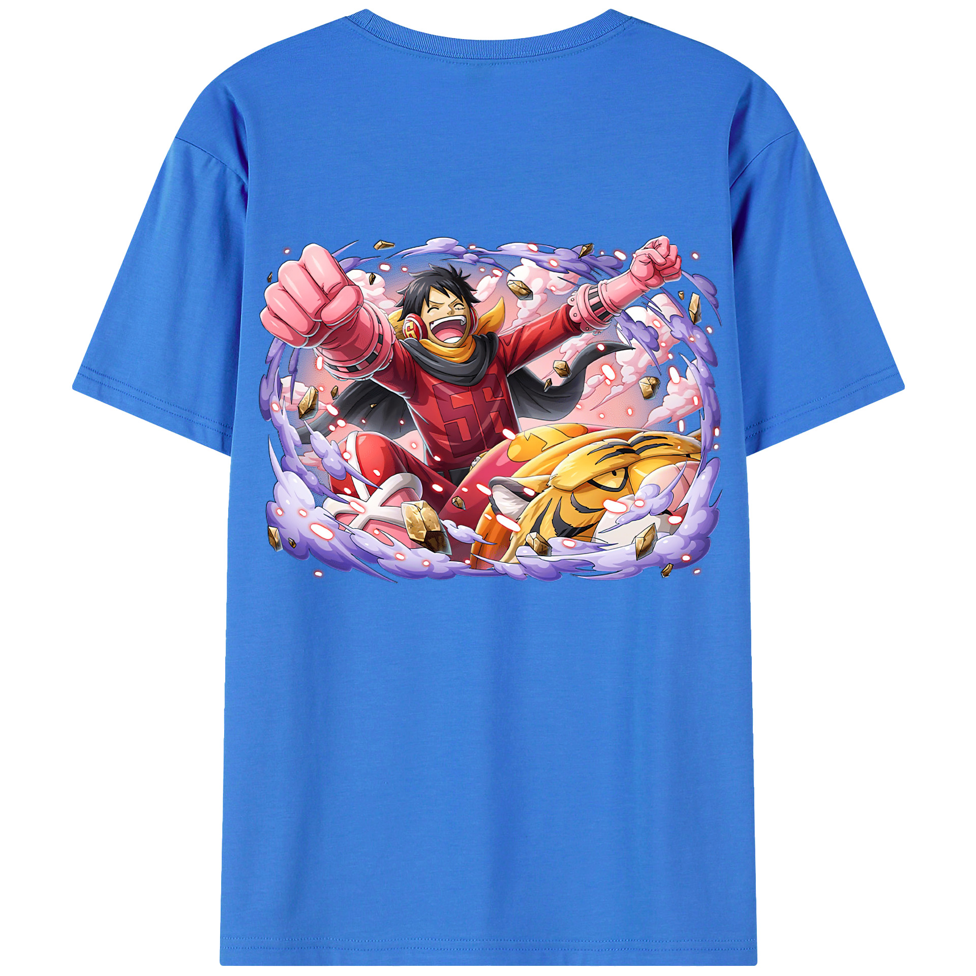 ワンピース モンキー・D・ルフィ ONE PIECE Monkey D. Luffy 綿100％ メンズ半袖Tシャツ（バックプリント） 通気性