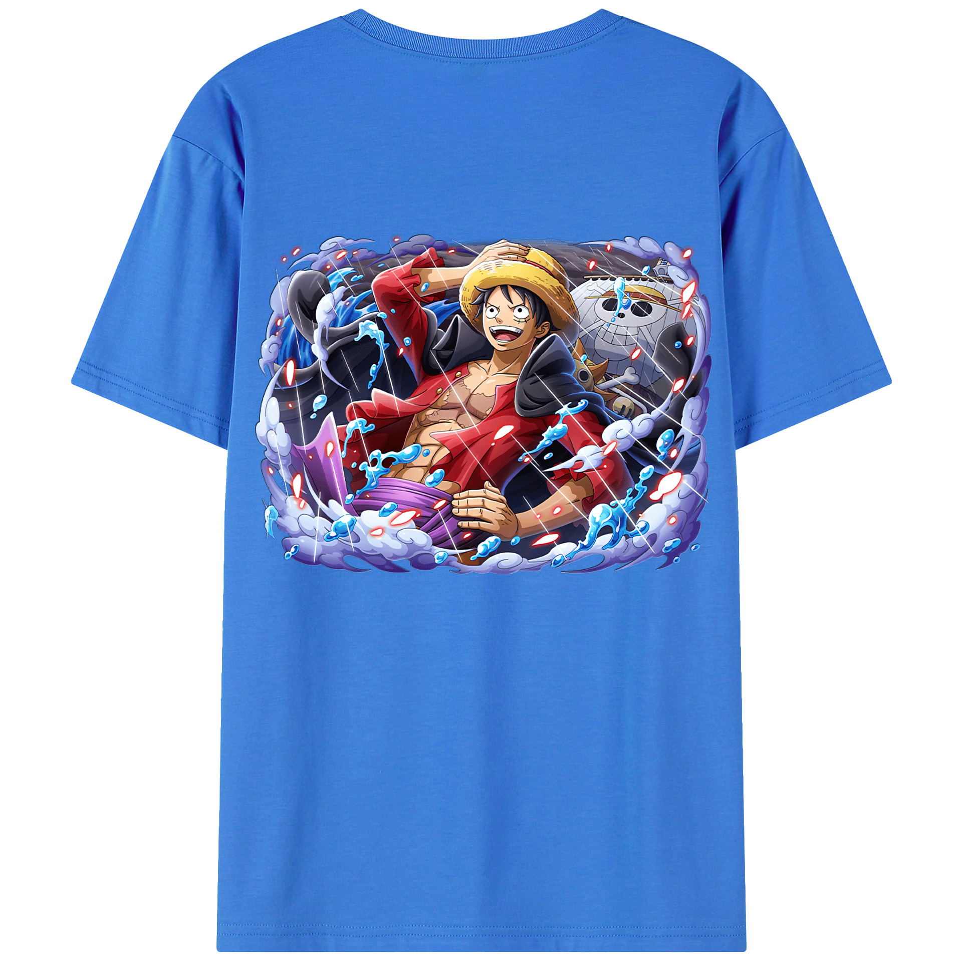 ワンピース モンキー・D・ルフィ ONE PIECE Monkey D. Luffy 綿100％ メンズ半袖Tシャツ（バックプリント） 通気性