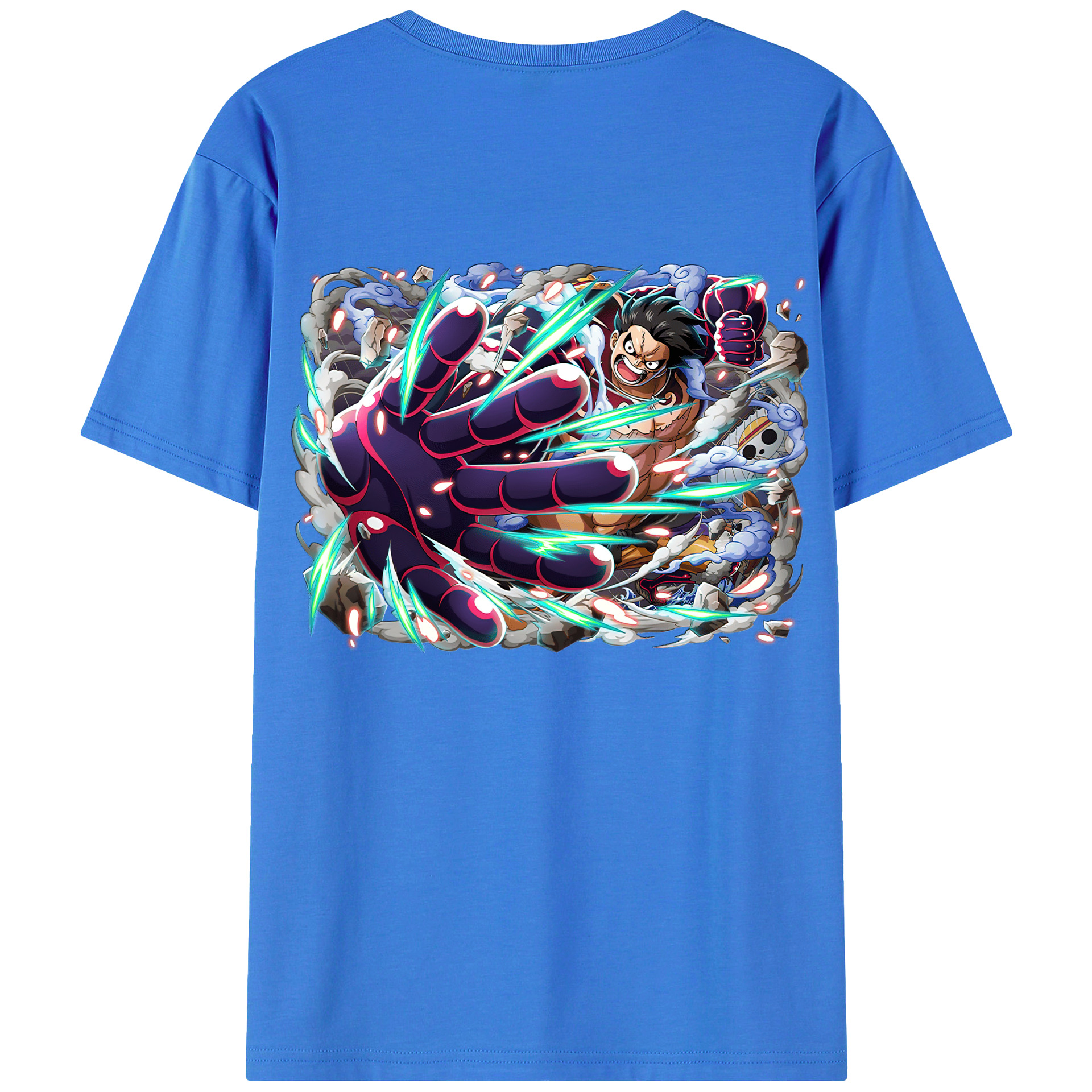 ワンピース モンキー・D・ルフィ ONE PIECE Monkey D. Luffy 綿100％ メンズ半袖Tシャツ（バックプリント） 通気性