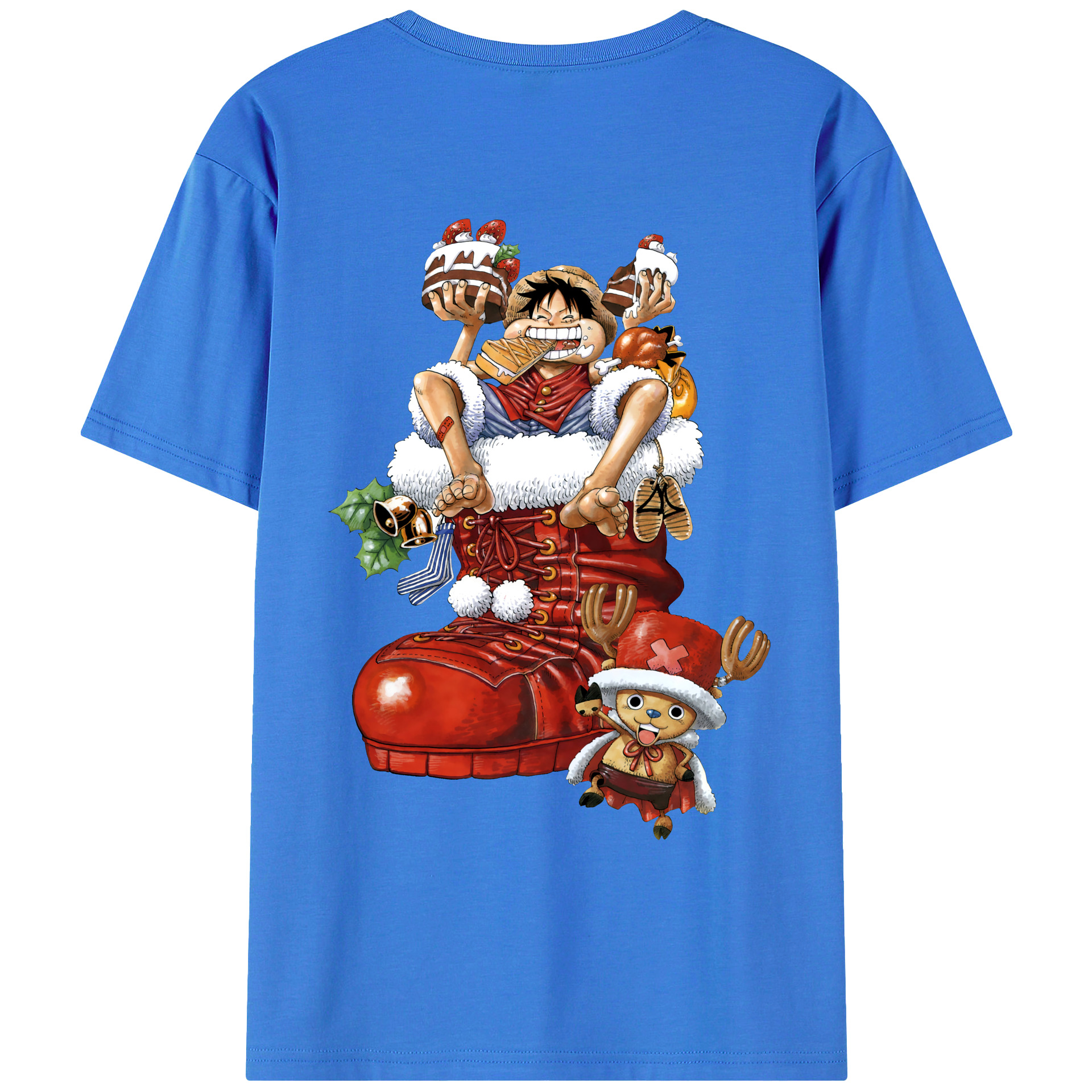 ワンピース モンキー・D・ルフィ ONE PIECE Monkey D. Luffy 綿100％ メンズ半袖Tシャツ（バックプリント） 通気性