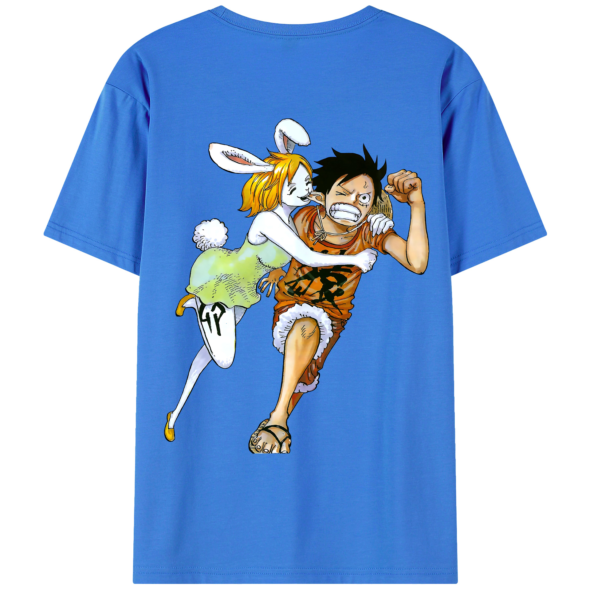 ワンピース モンキー・D・ルフィ ONE PIECE Monkey D. Luffy 綿100％ メンズ半袖Tシャツ（バックプリント） 通気性