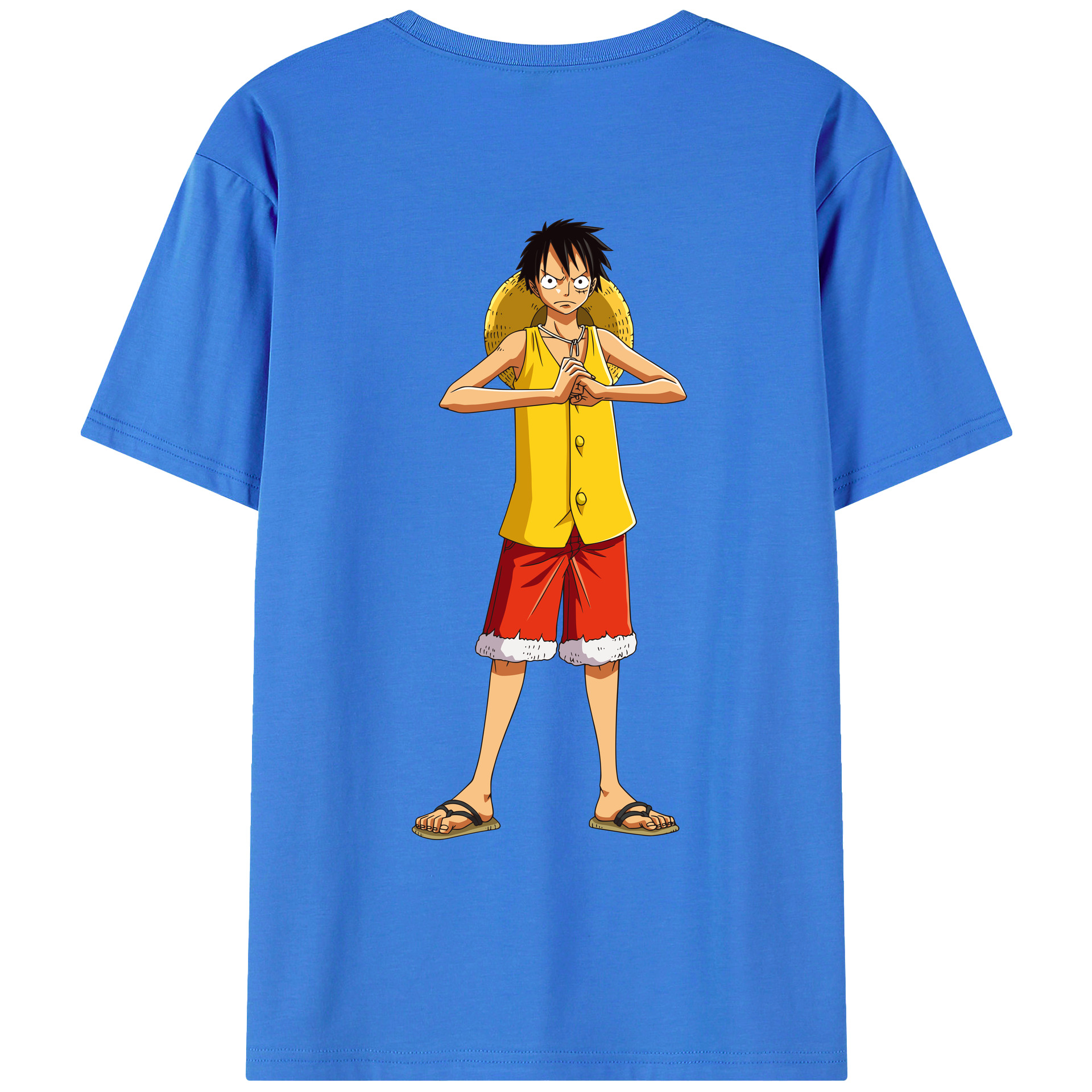 ワンピース モンキー・D・ルフィ ONE PIECE Monkey D. Luffy 綿100％ メンズ半袖Tシャツ（バックプリント） 通気性