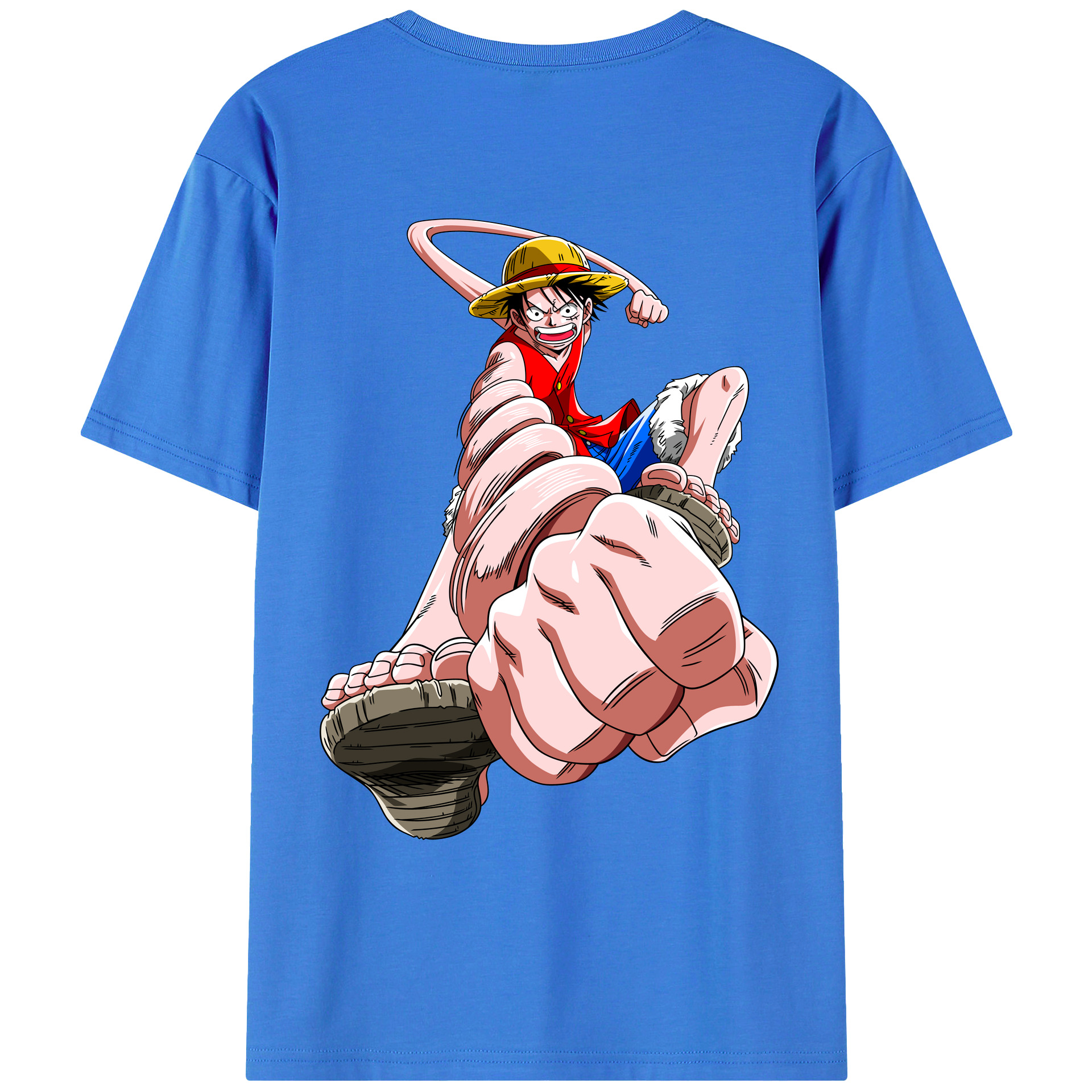 ワンピース モンキー・D・ルフィ ONE PIECE Monkey D. Luffy 綿100％ メンズ半袖Tシャツ（バックプリント） 通気性