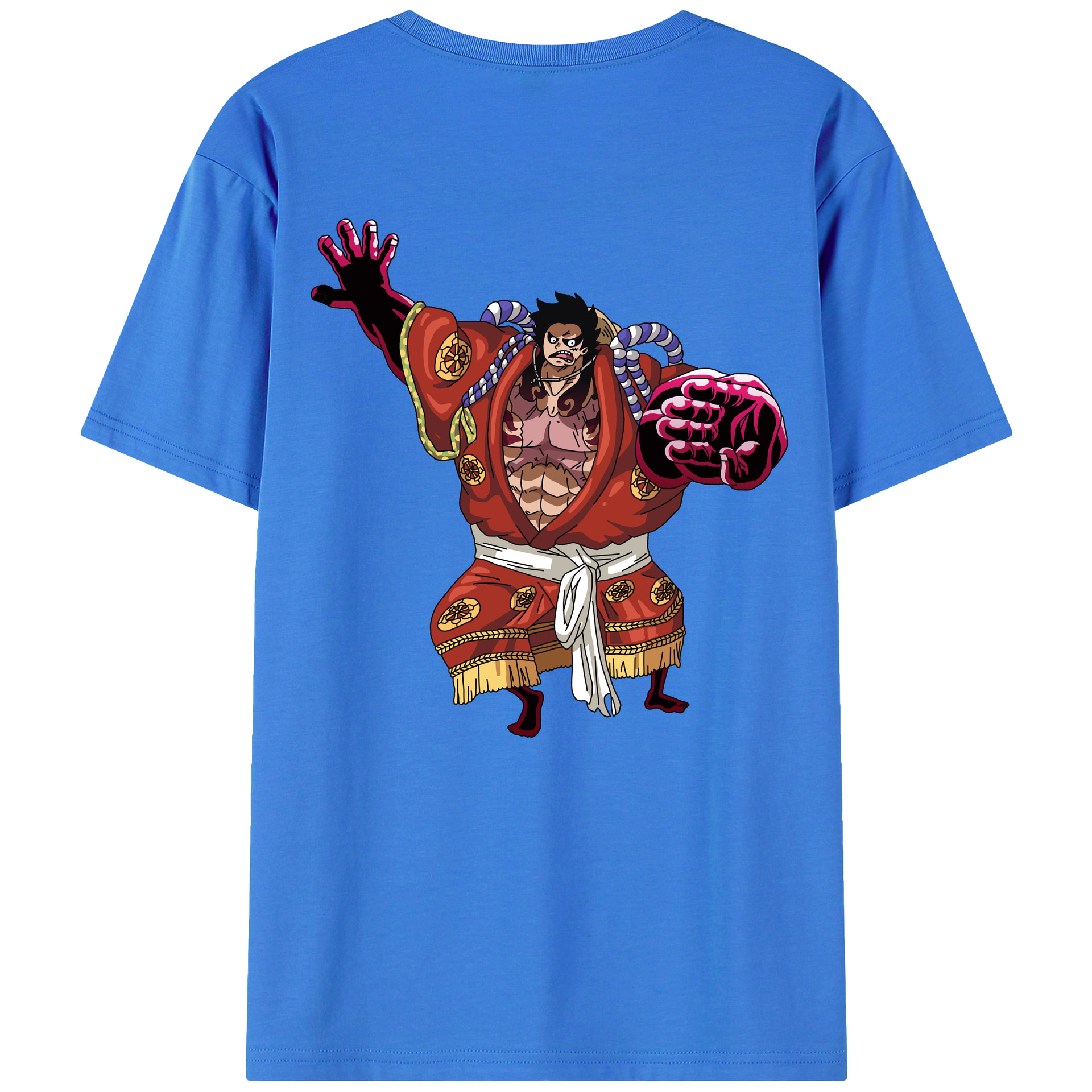 ワンピース モンキー・D・ルフィ ONE PIECE Monkey D. Luffy 綿100％ メンズ半袖Tシャツ（バックプリント） 通気性