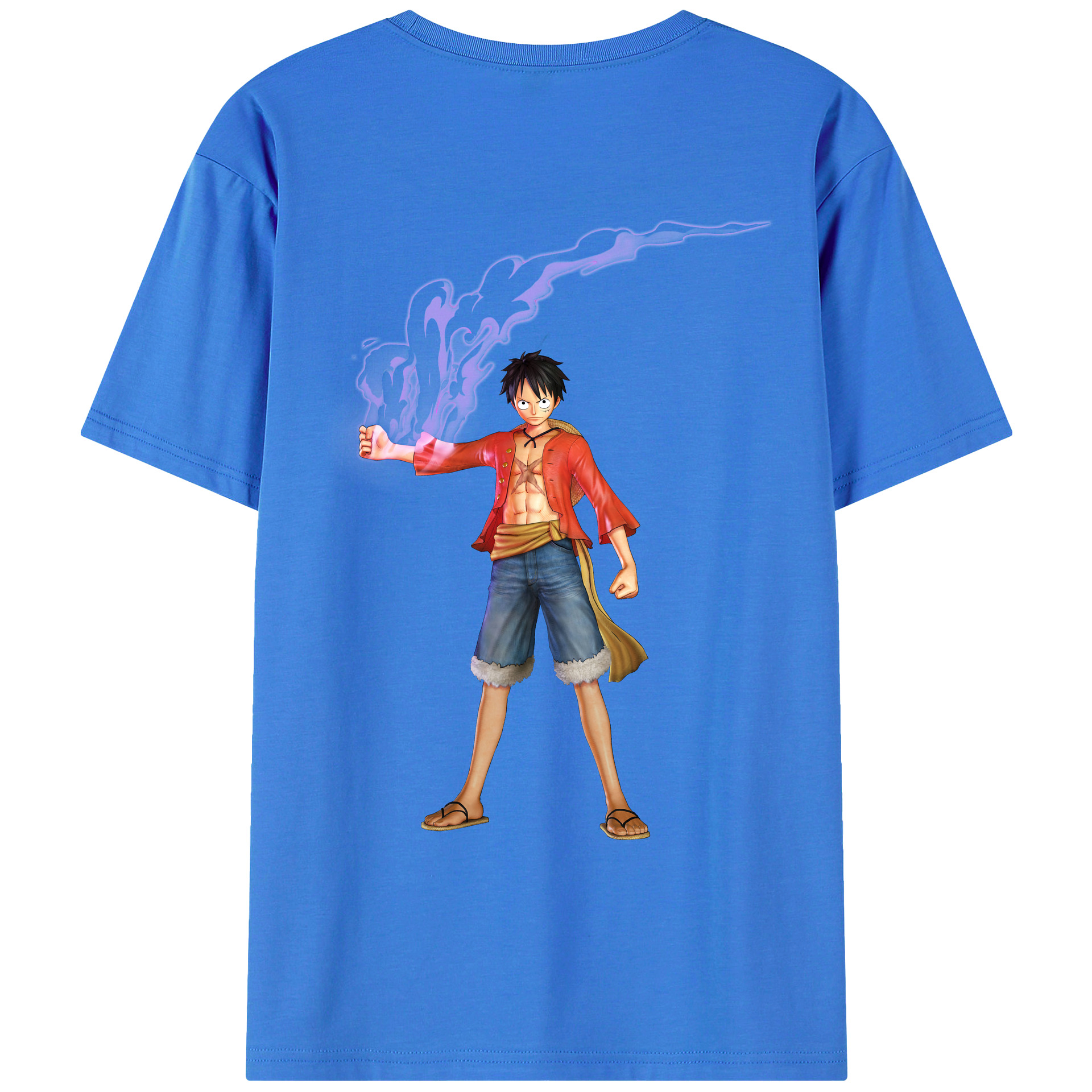 ワンピース モンキー・D・ルフィ ONE PIECE Monkey D. Luffy 綿100％ メンズ半袖Tシャツ（バックプリント） 通気性