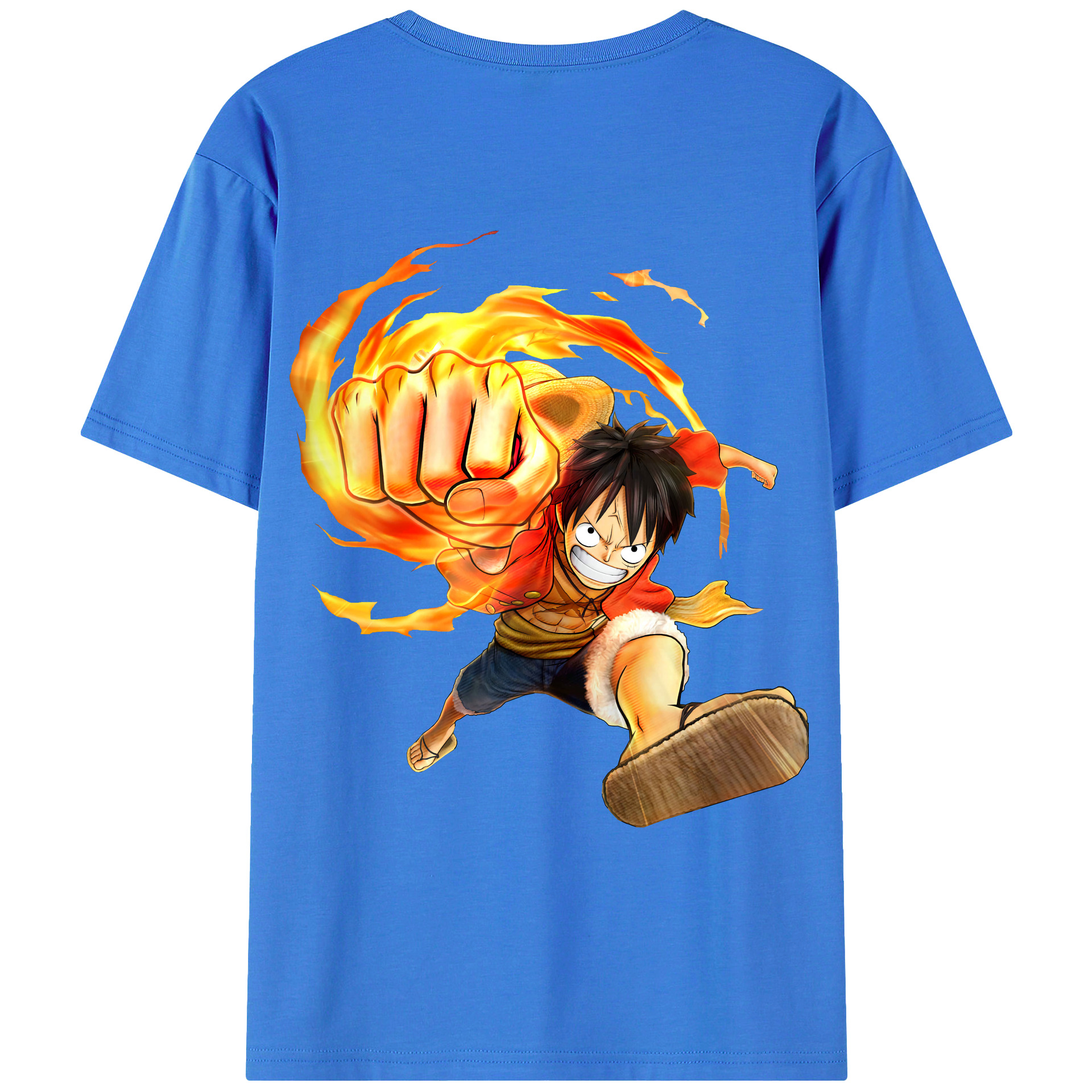 （画像用） ワンピース モンキー・D・ルフィ ONE PIECE Monkey D. Luffy 綿100％ メンズ半袖Tシャツ（バックプリント） 通気性