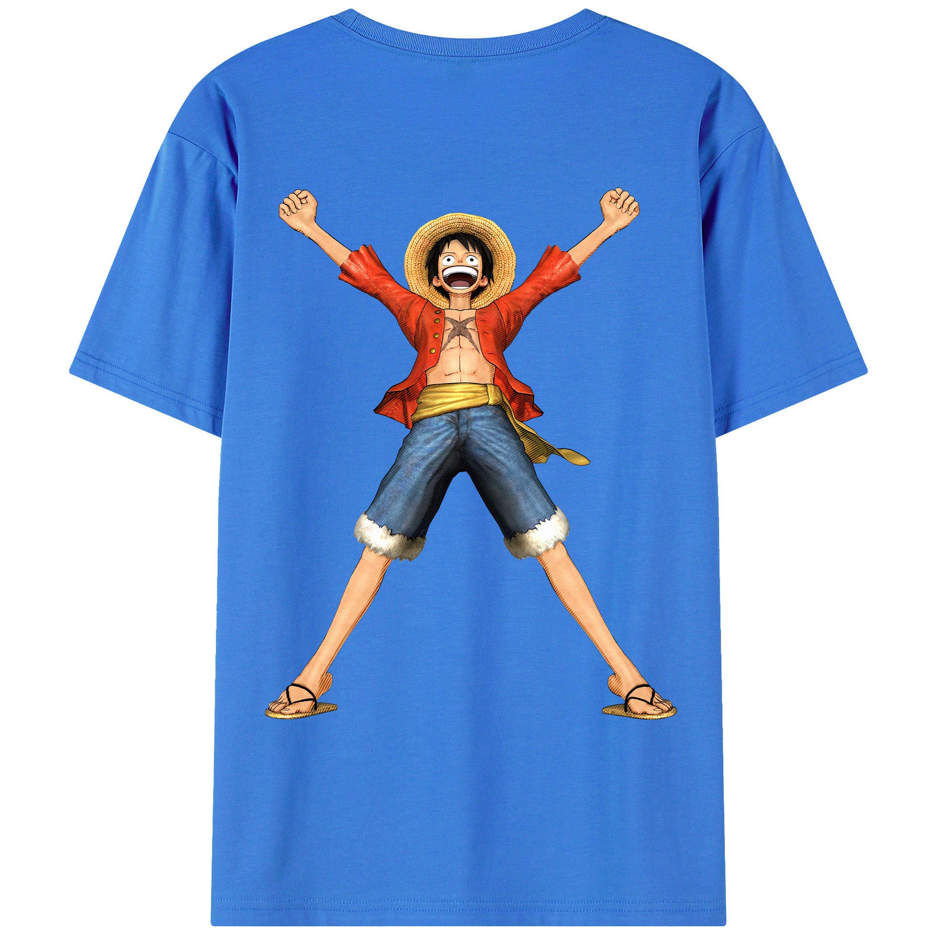 ワンピース モンキー・D・ルフィ ONE PIECE Monkey D. Luffy 綿100％ メンズ半袖Tシャツ（バックプリント） 通気性