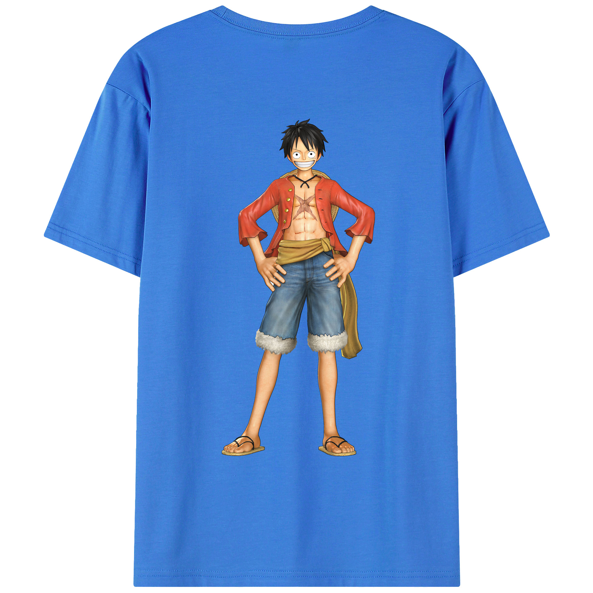 ワンピース モンキー・D・ルフィ ONE PIECE Monkey D. Luffy 綿100％ メンズ半袖Tシャツ（バックプリント） 通気性