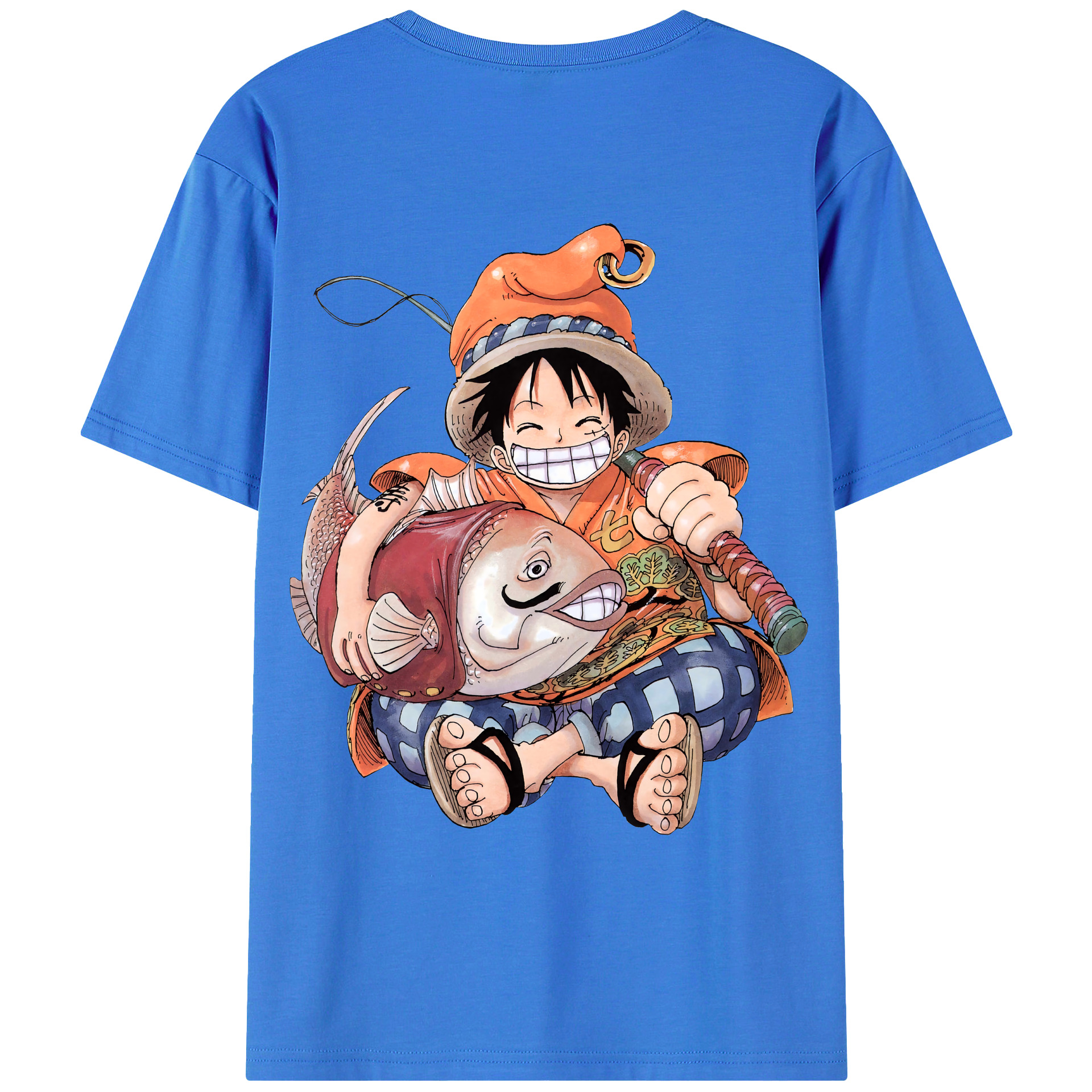 ワンピース モンキー・D・ルフィ ONE PIECE Monkey D. Luffy 綿100％ メンズ半袖Tシャツ（バックプリント） 通気性