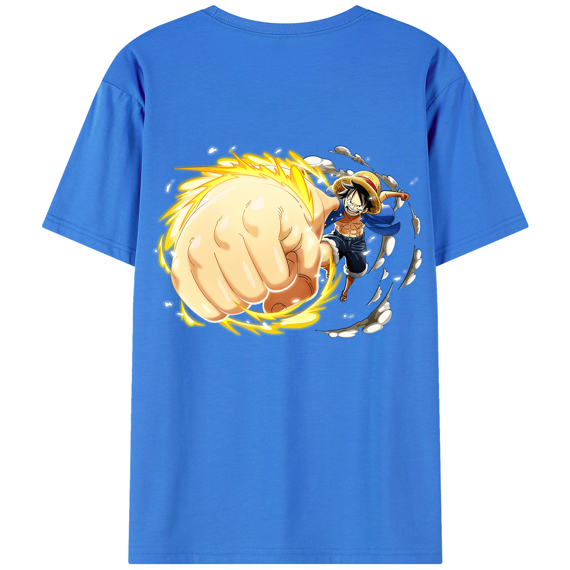 （画像用） ワンピース モンキー・D・ルフィ ONE PIECE Monkey D. Luffy 綿100％ メンズ半袖Tシャツ（バックプリント） 通気性