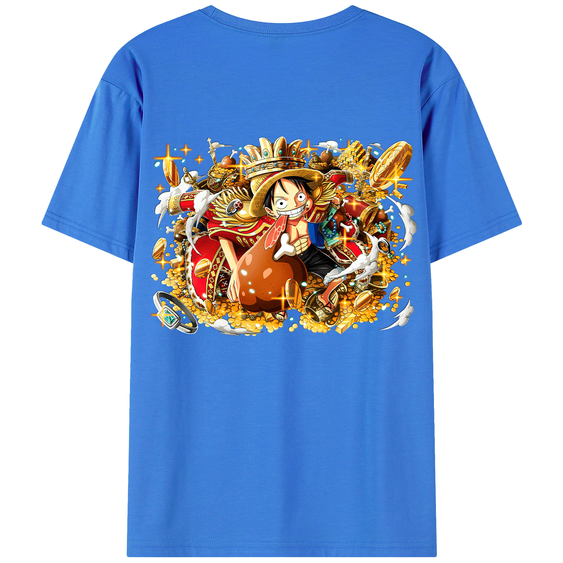 ワンピース モンキー・D・ルフィ ONE PIECE Monkey D. Luffy 綿100％ メンズ半袖Tシャツ（バックプリント） 通気性