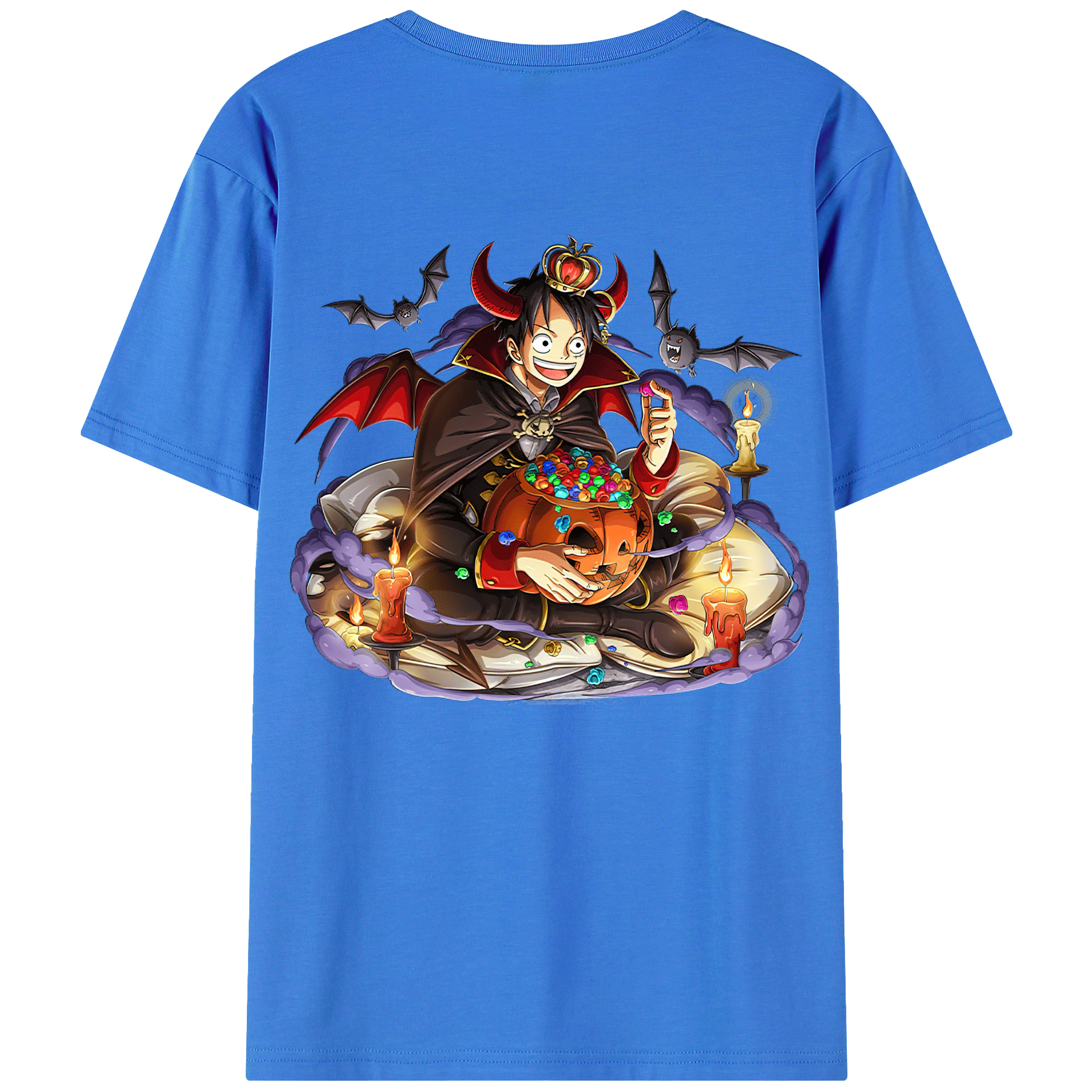 ワンピース モンキー・D・ルフィ ONE PIECE Monkey D. Luffy 綿100％ メンズ半袖Tシャツ（バックプリント） 通気性