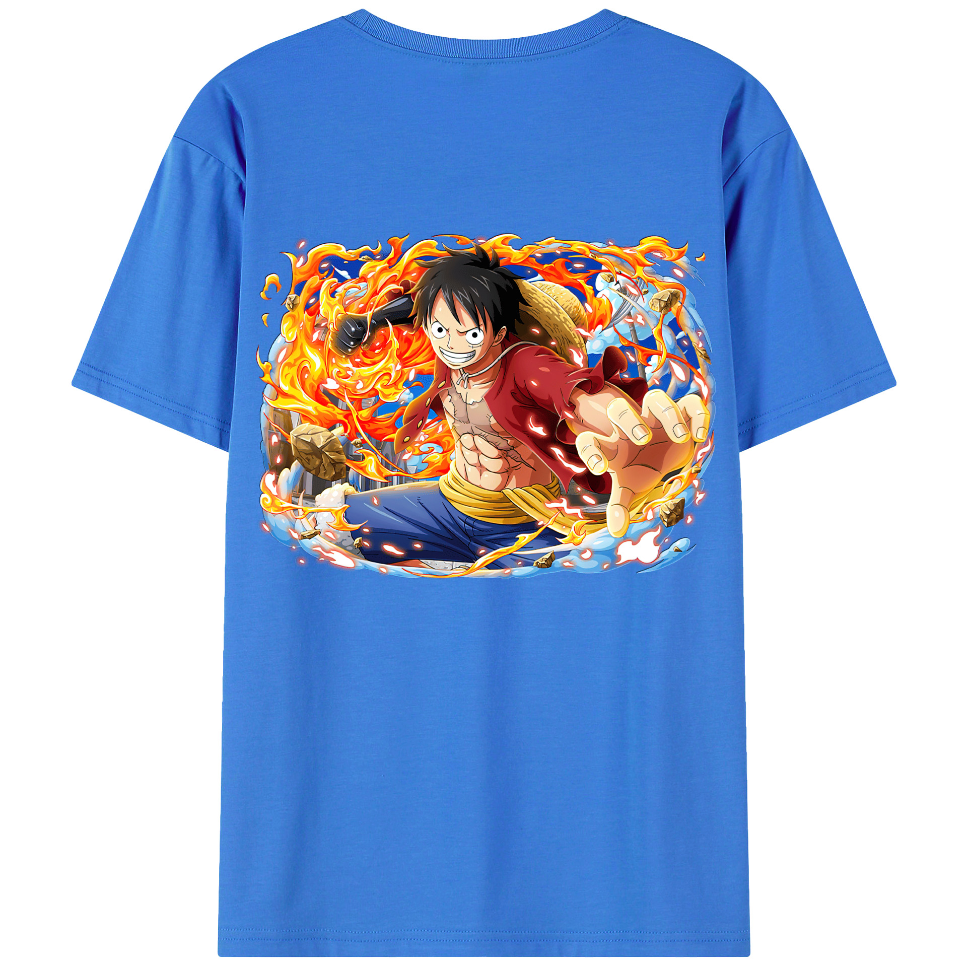 ワンピース モンキー・D・ルフィ ONE PIECE Monkey D. Luffy 綿100％ メンズ半袖Tシャツ（バックプリント） 通気性