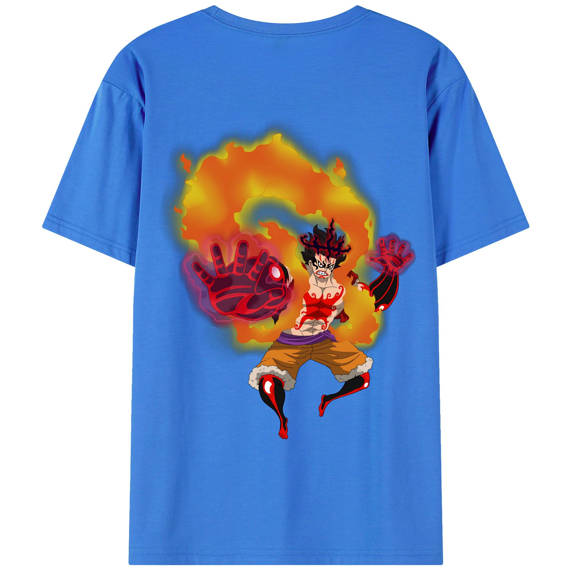 ワンピース モンキー・D・ルフィ ONE PIECE Monkey D. Luffy 綿100％ メンズ半袖Tシャツ（バックプリント） 通気性