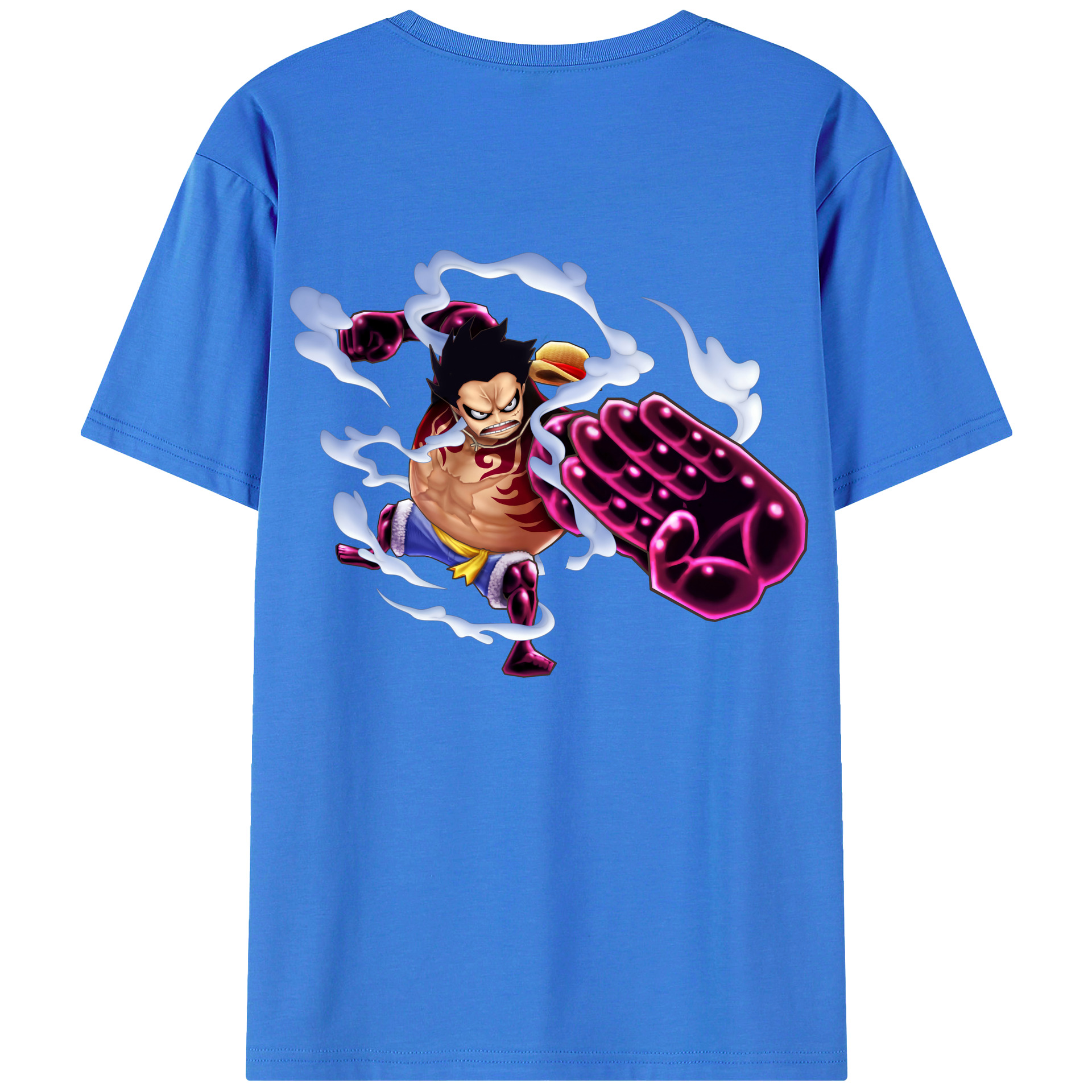 ワンピース モンキー・D・ルフィ ONE PIECE Monkey D. Luffy 綿100％ メンズ半袖Tシャツ（バックプリント） 通気性