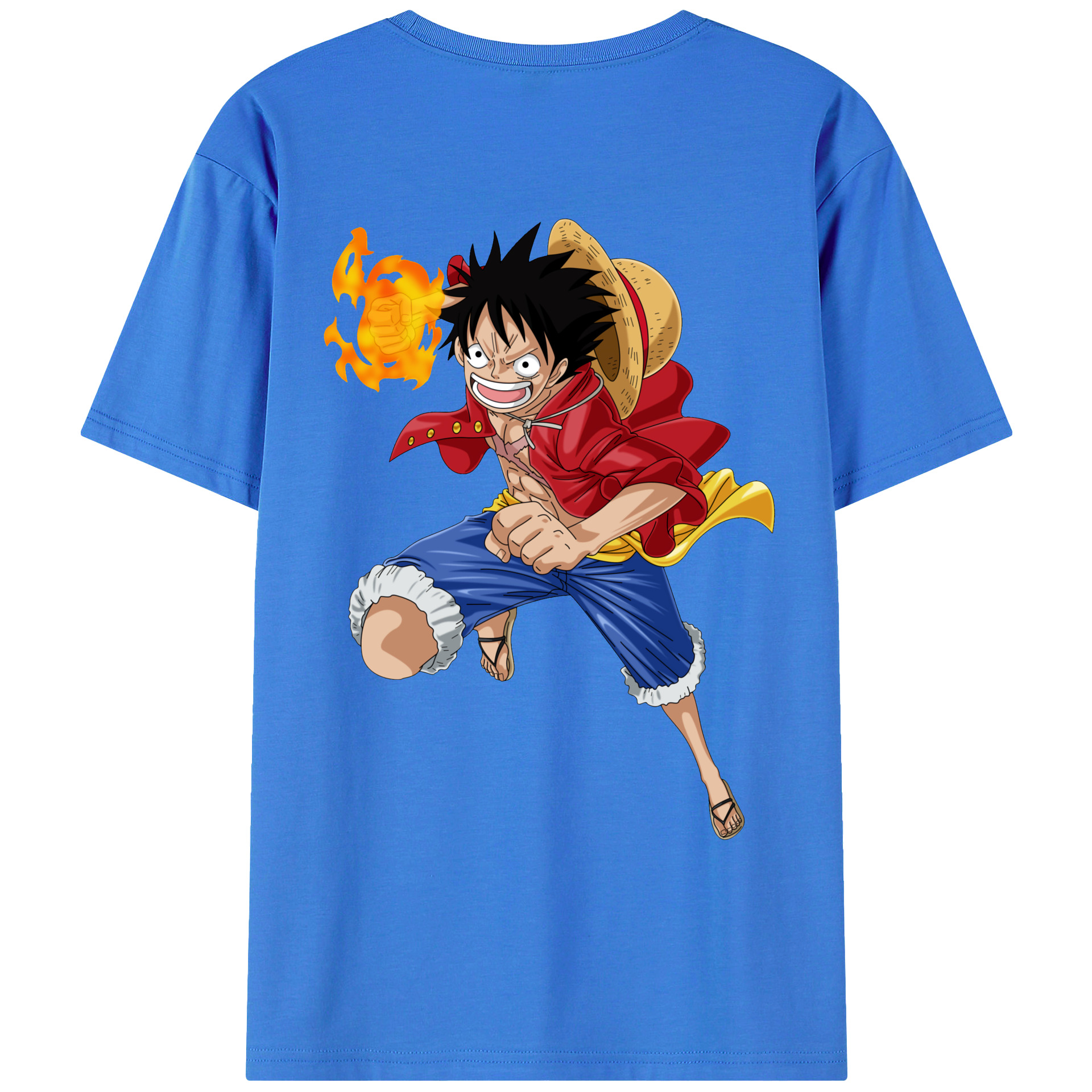 ワンピース モンキー・D・ルフィ ONE PIECE Monkey D. Luffy 綿100％ メンズ半袖Tシャツ（バックプリント） 通気性