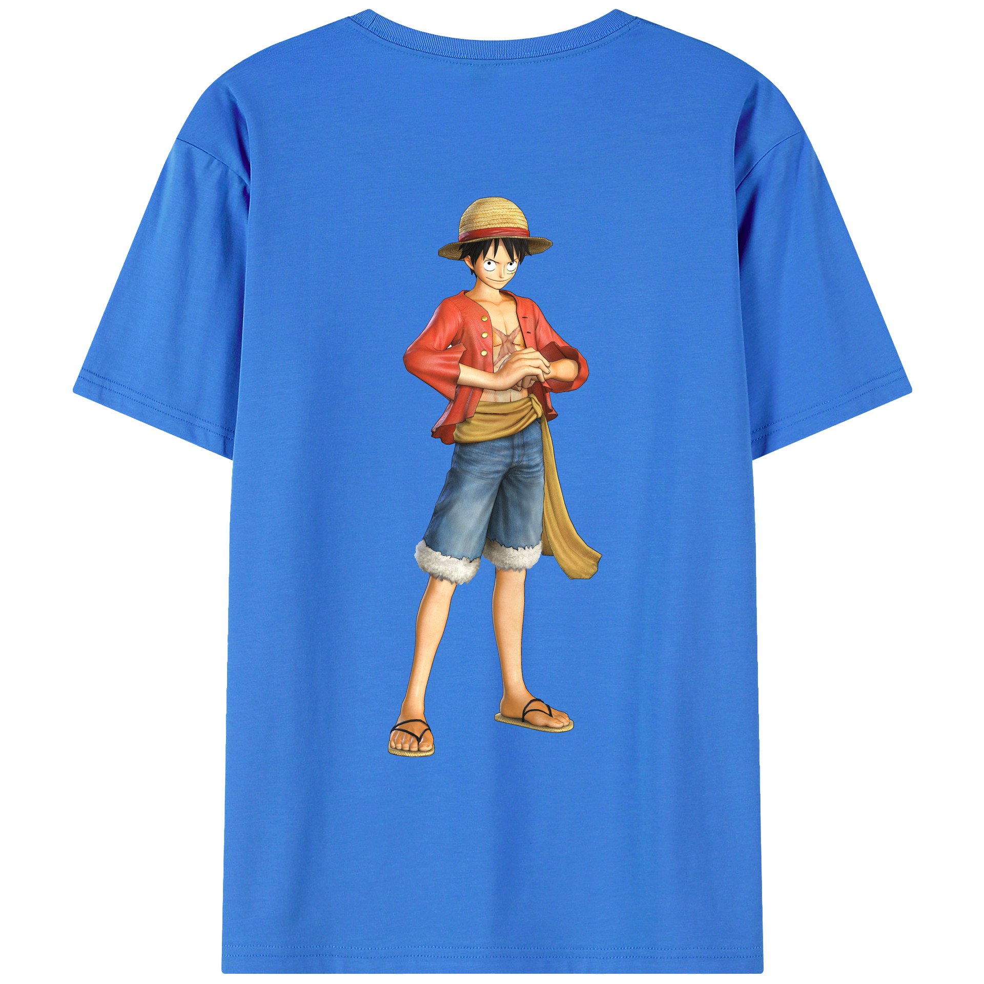 ワンピース モンキー・D・ルフィ ONE PIECE Monkey D. Luffy 綿100％ メンズ半袖Tシャツ（バックプリント） 通気性