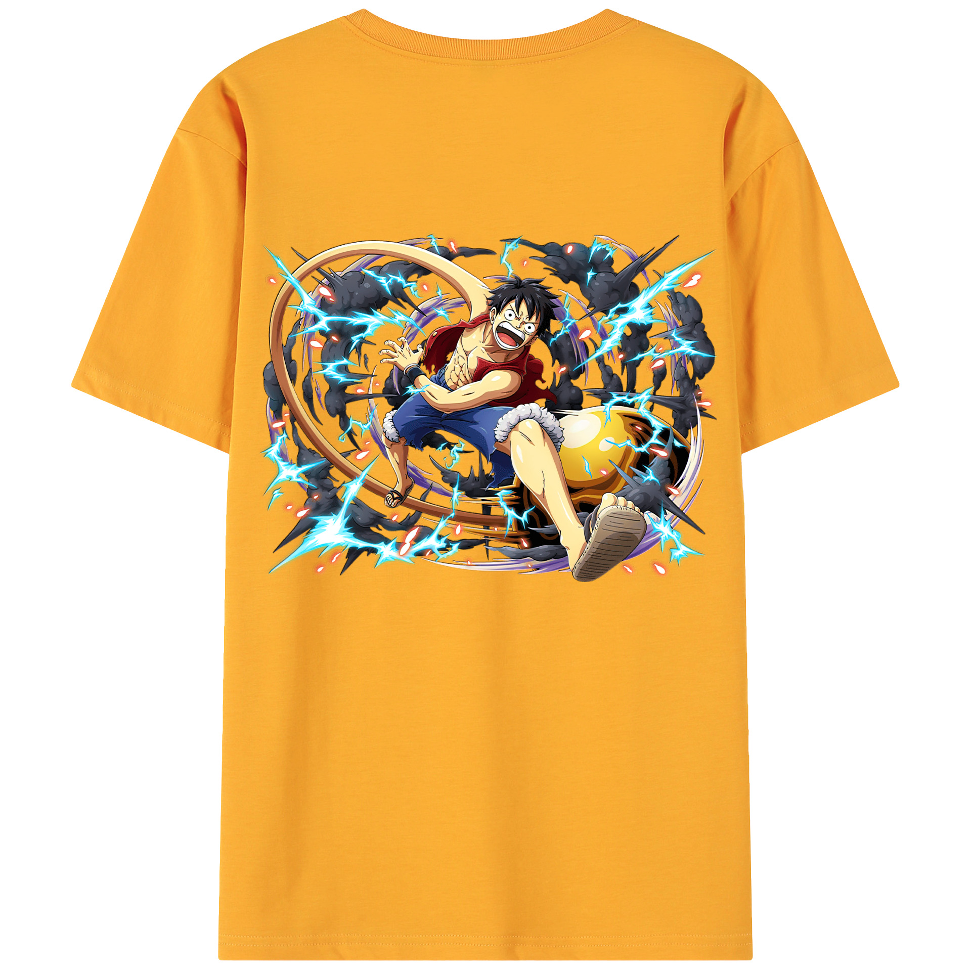 ワンピース モンキー・D・ルフィ ONE PIECE Monkey D. Luffy 綿100％ メンズ半袖Tシャツ（バックプリント） 通気性