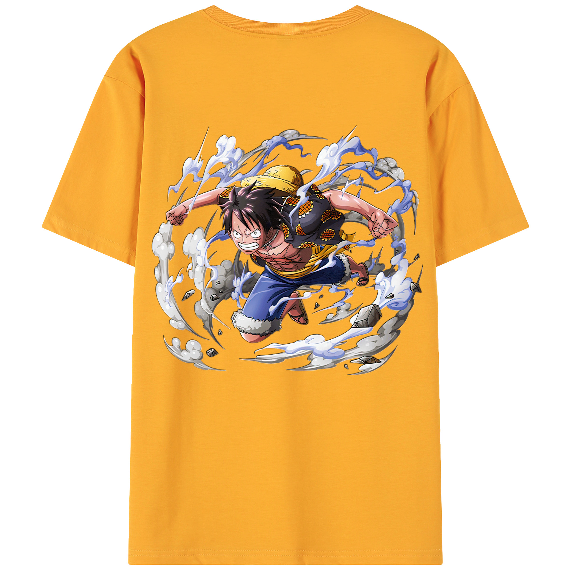 ワンピース モンキー・D・ルフィ ONE PIECE Monkey D. Luffy 綿100％ メンズ半袖Tシャツ（バックプリント） 通気性
