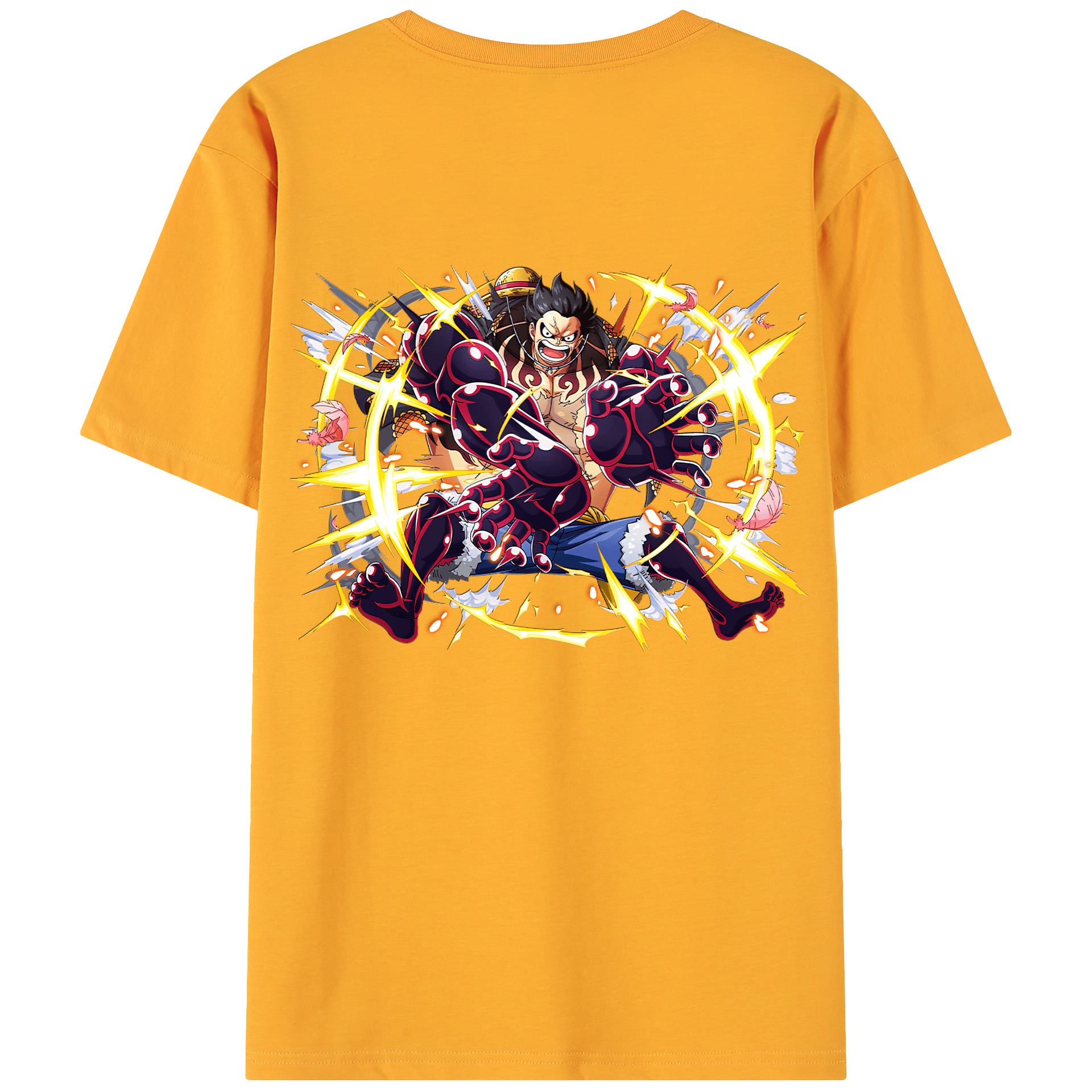 ワンピース モンキー・D・ルフィ ONE PIECE Monkey D. Luffy 綿100％ メンズ半袖Tシャツ（バックプリント） 通気性