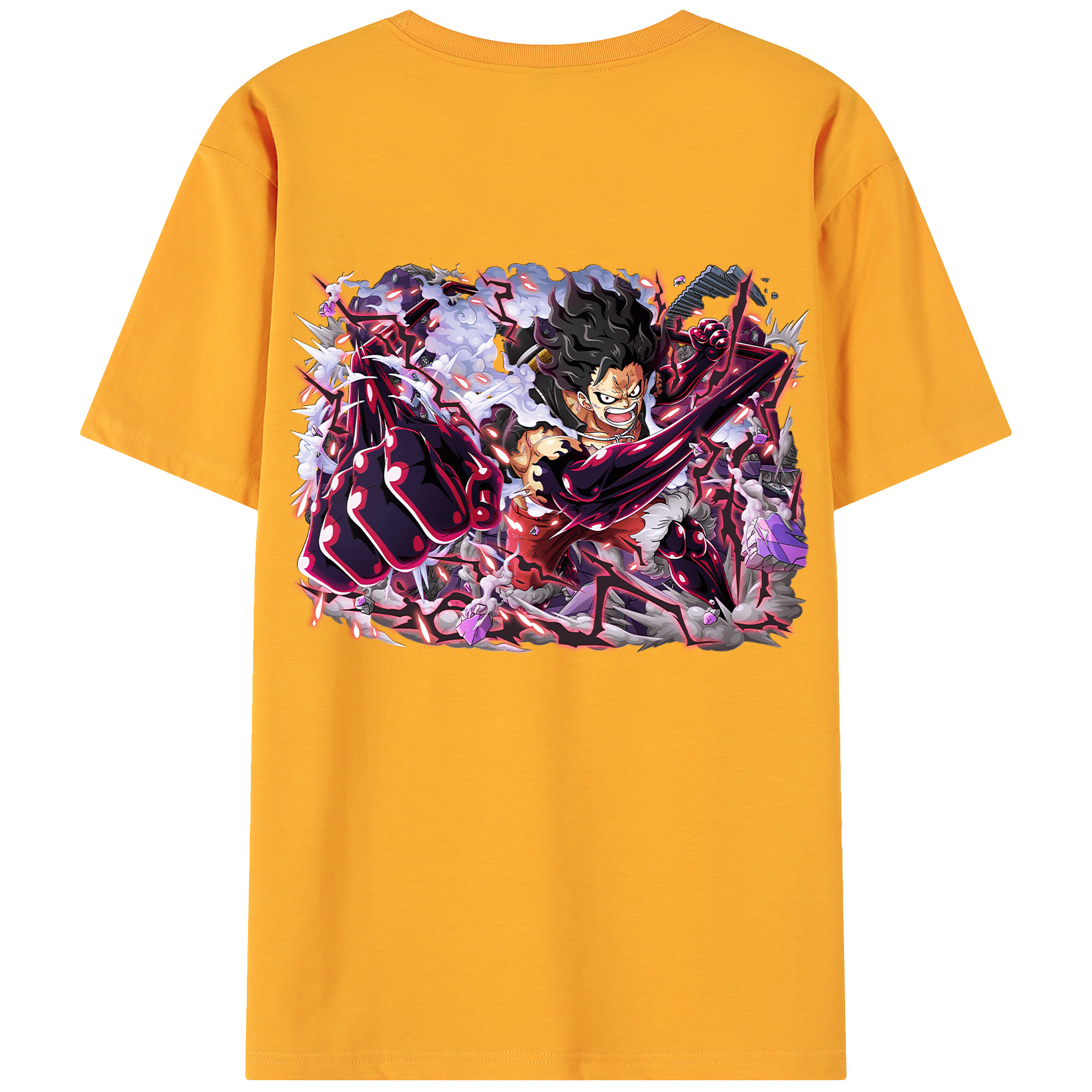 ワンピース モンキー・D・ルフィ ONE PIECE Monkey D. Luffy 綿100％ メンズ半袖Tシャツ（バックプリント） 通気性